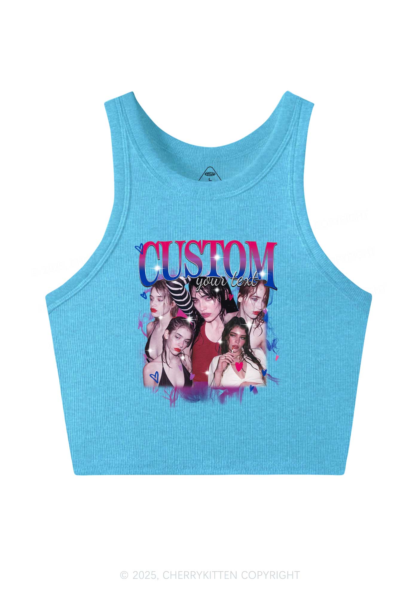 Custom Photo Bisexual Pride Y2K Crop Tank Top Cherrykitten