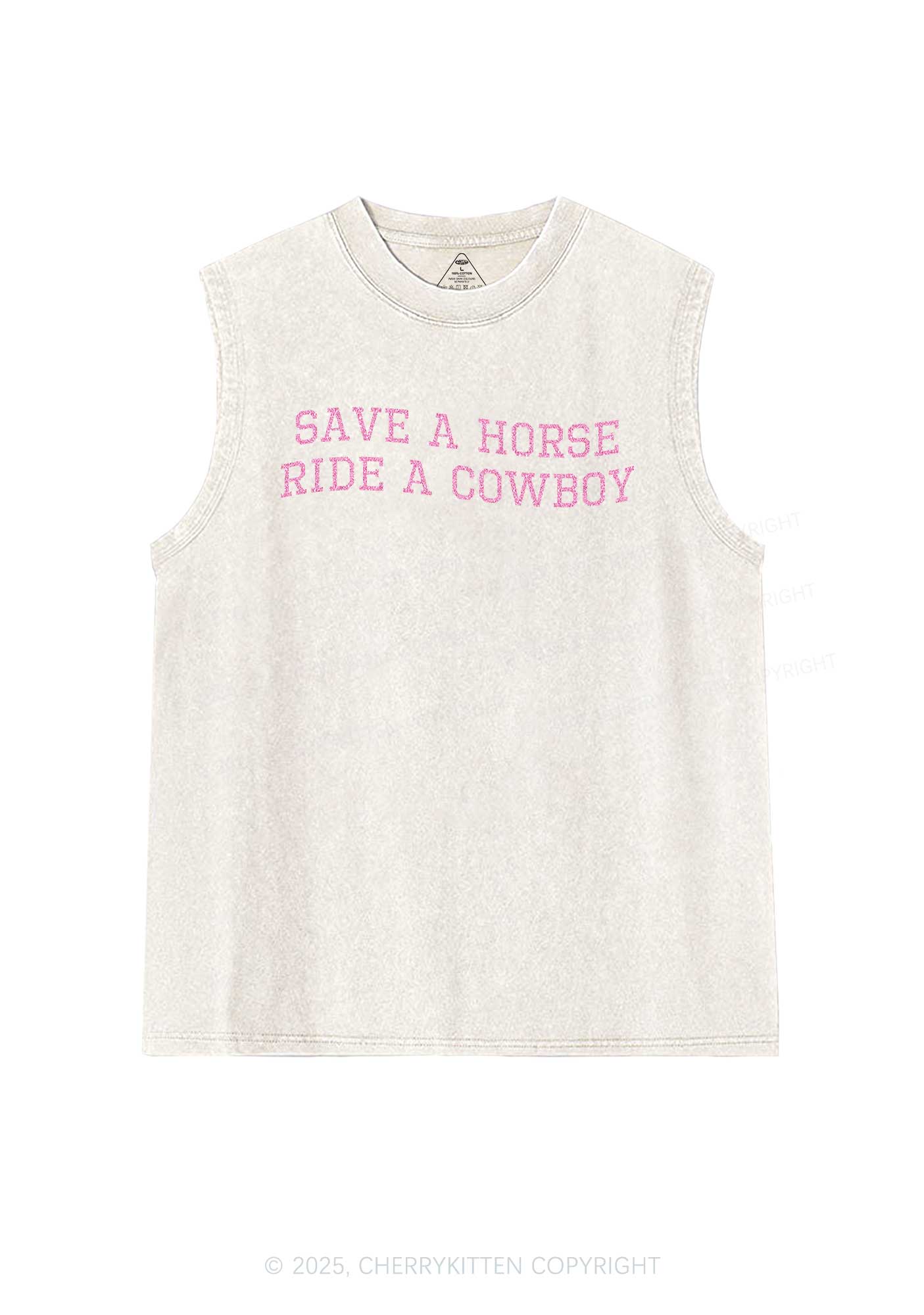 Glitter Save A Horse Y2K Washed Muscle Tank Cherrykitten