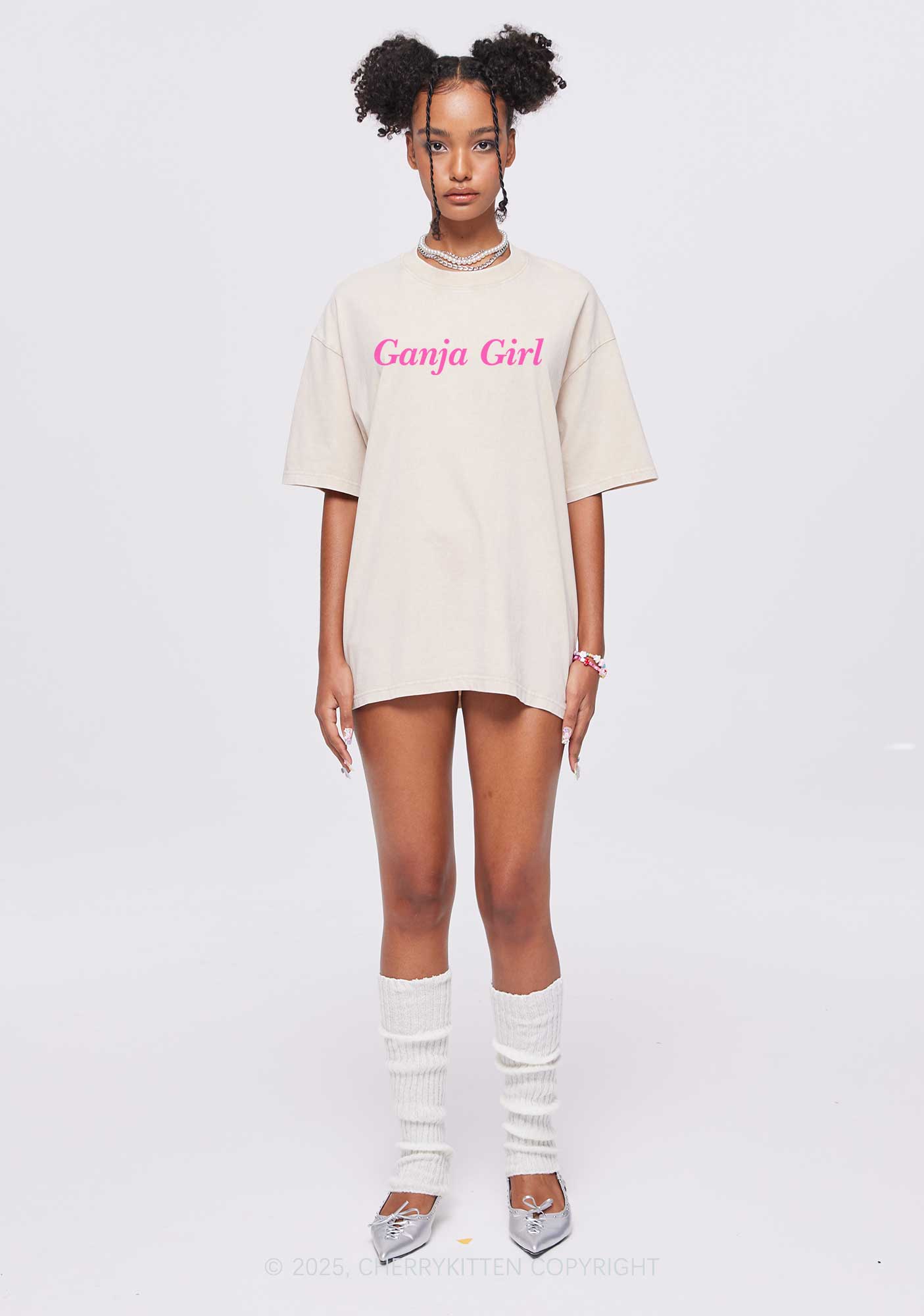 Ganja Girl Y2K Shirts Washed Tee Cherrykitten