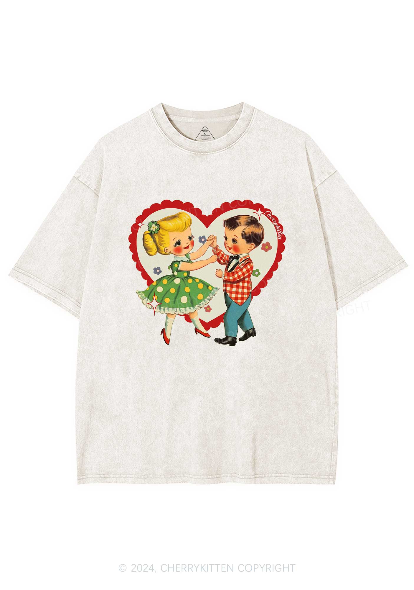 Dancing Kids Y2K Valentine's Day Washed Tee Cherrykitten