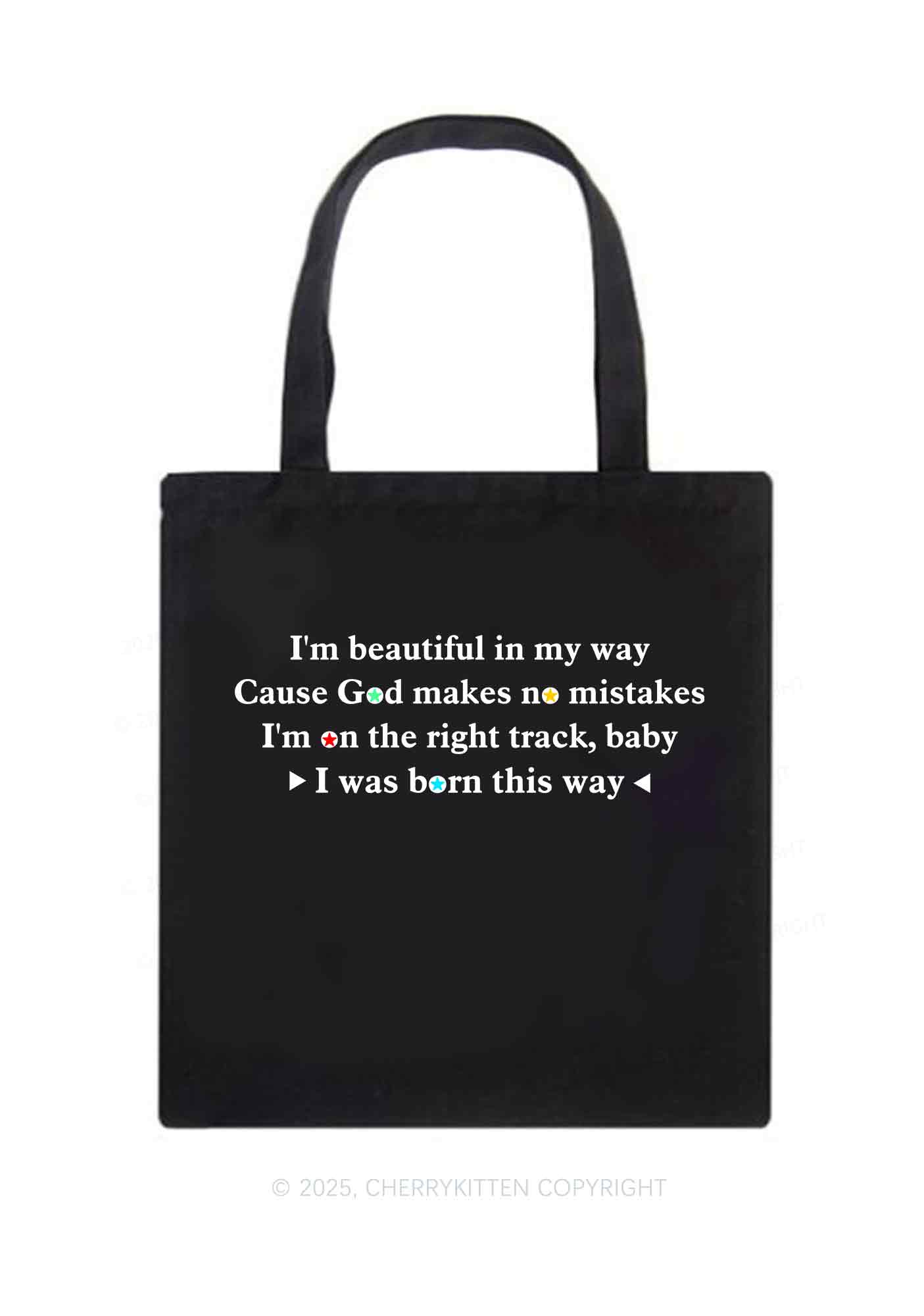 I Was Born This Way Pride Y2K Canvas Tote Bag Cherrykitten