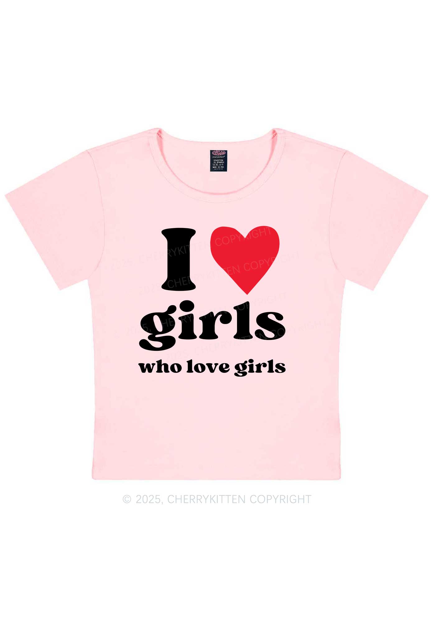 Girls Love Girls Pride Y2K Baby Tee Cherrykitten