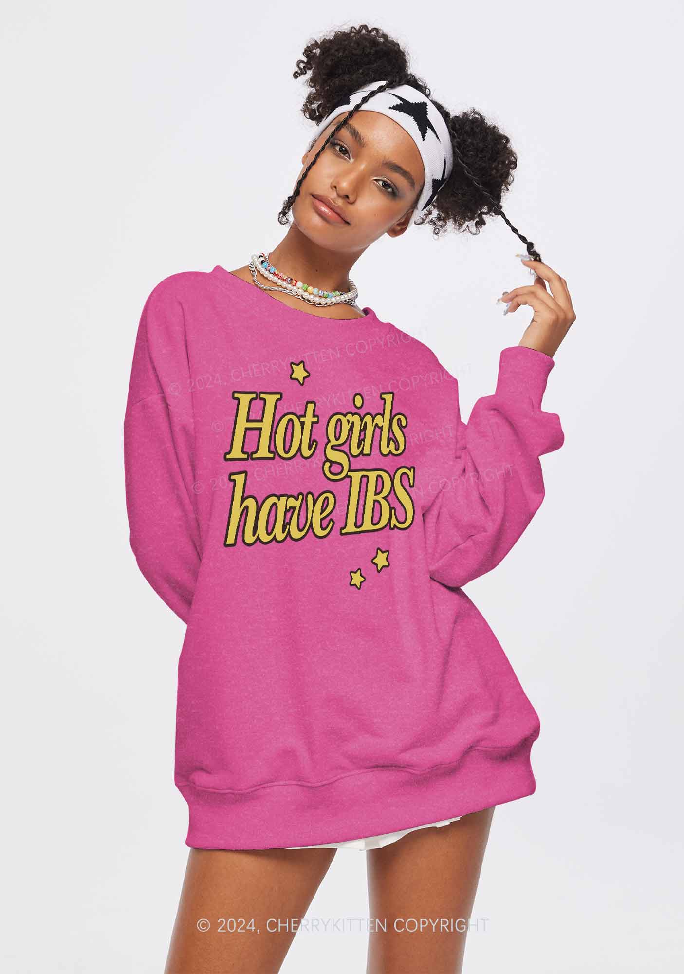 Hot Girls Have IBS Y2K Washed Sweatshirts Cherrykitten
