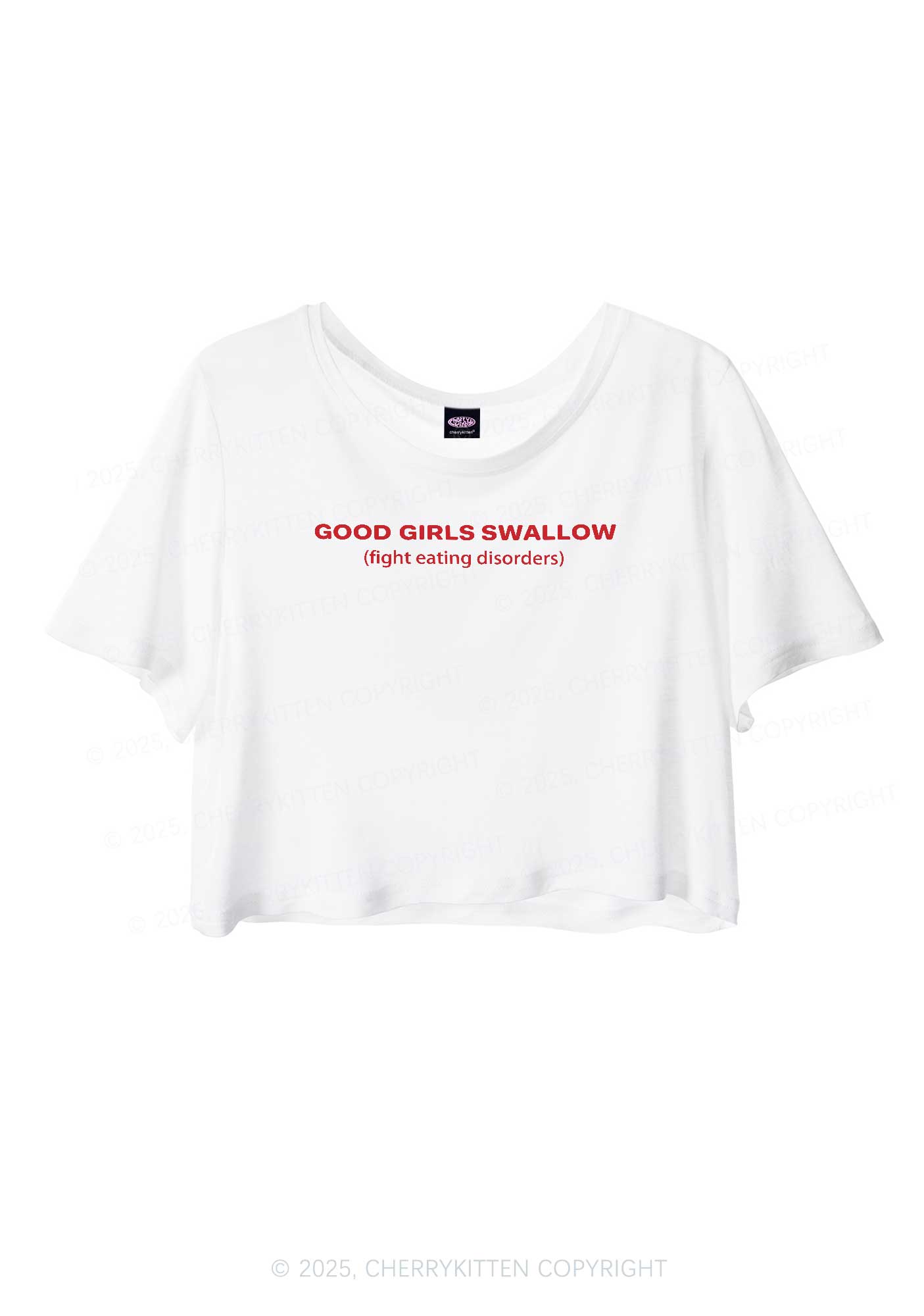 Good Girls Swallow Y2K Sheer Crop Tee Cherrykitten