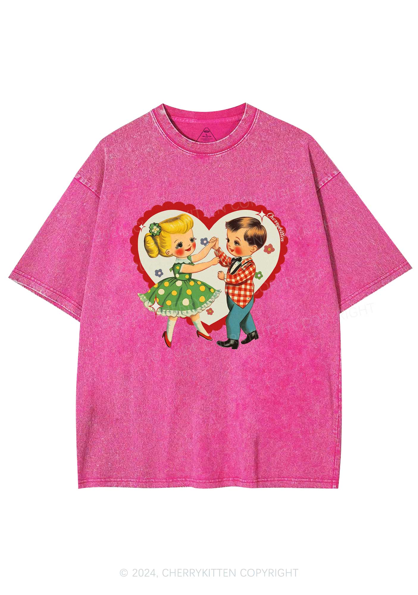 Dancing Kids Y2K Valentine's Day Washed Tee Cherrykitten