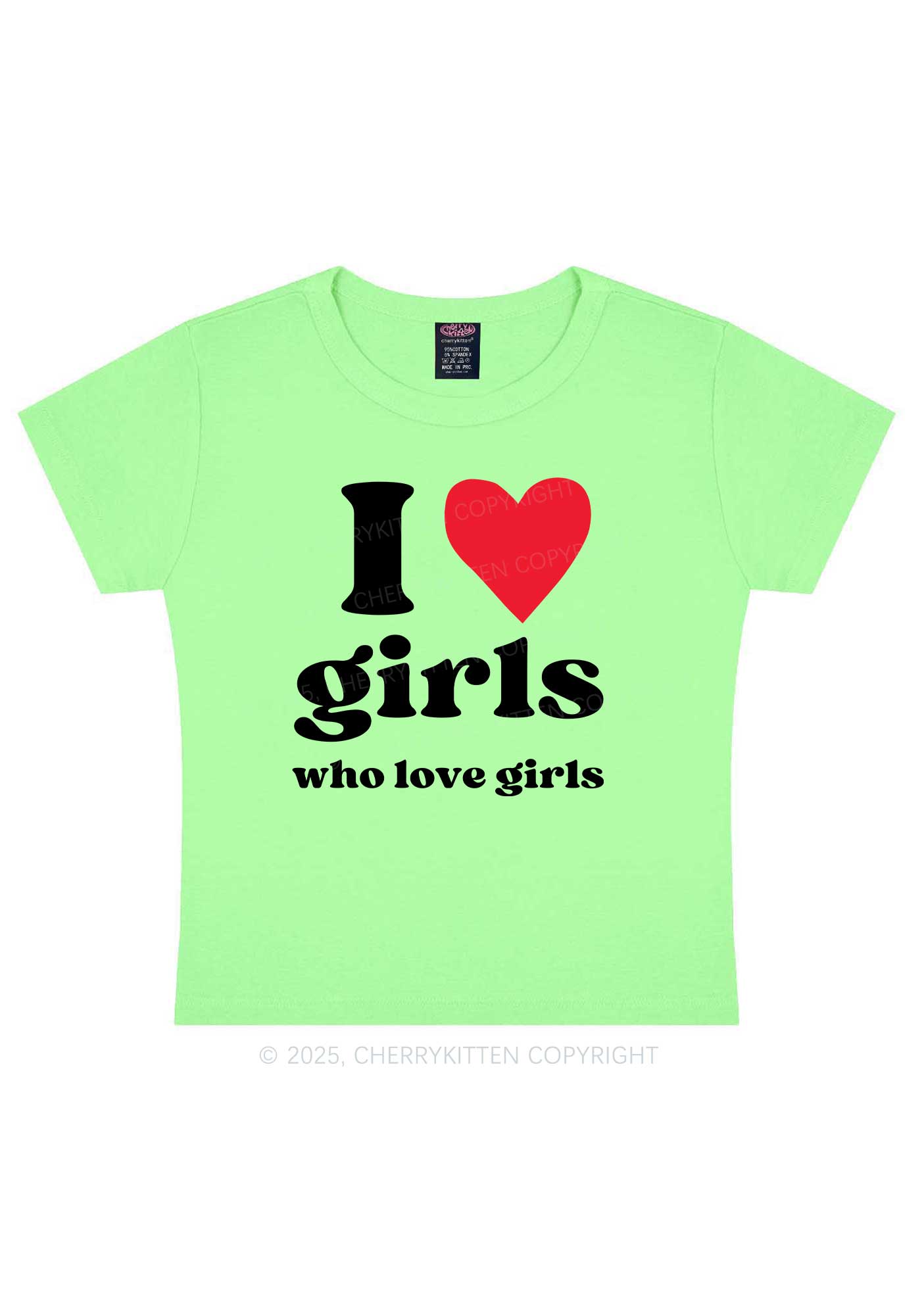 Girls Love Girls Pride Y2K Baby Tee Cherrykitten