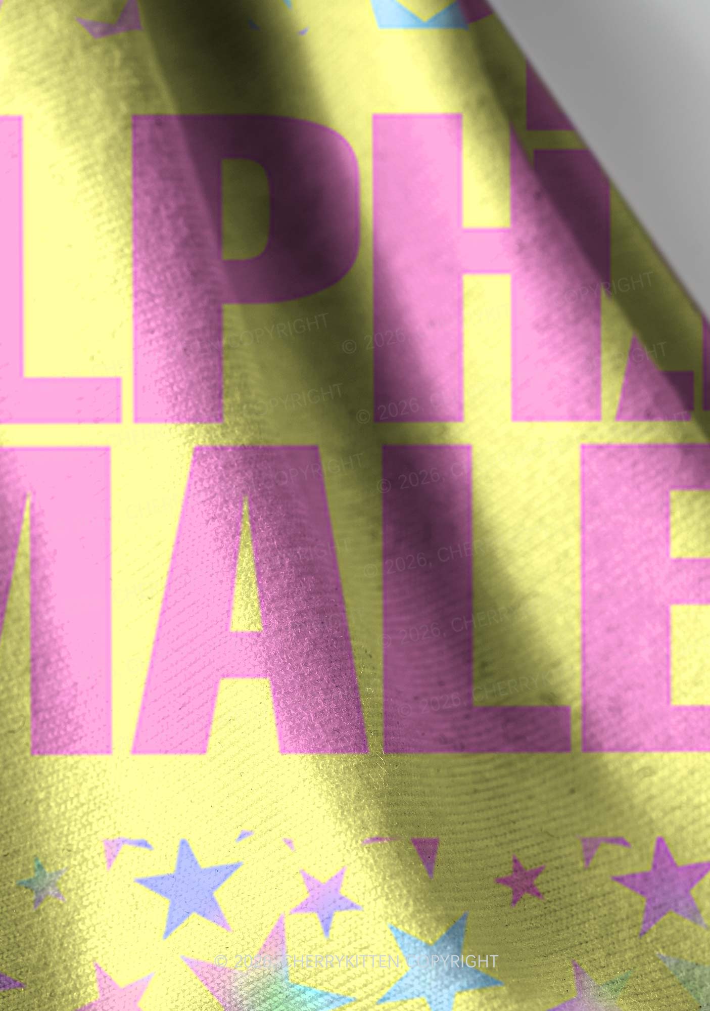 Pale Yellow Alpha Male Pride Y2K Print Headband Cherrykitten
