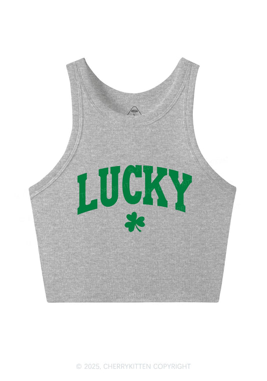 Lucky Shamrock St Patricks Y2K Crop Tank Top Cherrykitten