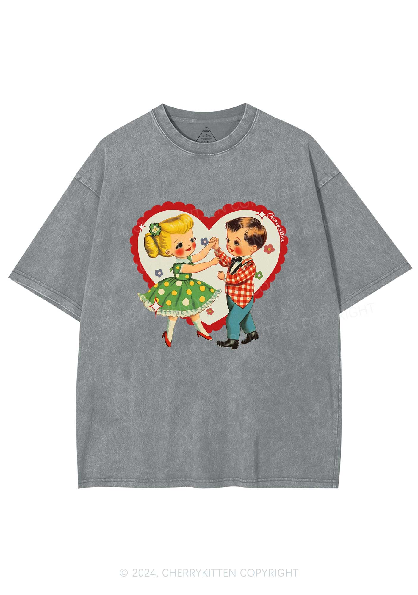 Dancing Kids Y2K Valentine's Day Washed Tee Cherrykitten