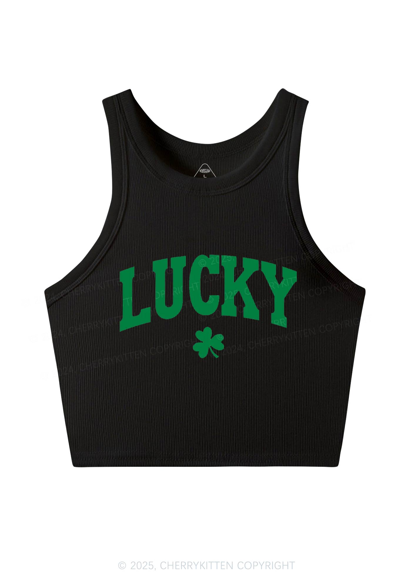 Lucky Shamrock St Patricks Y2K Crop Tank Top Cherrykitten