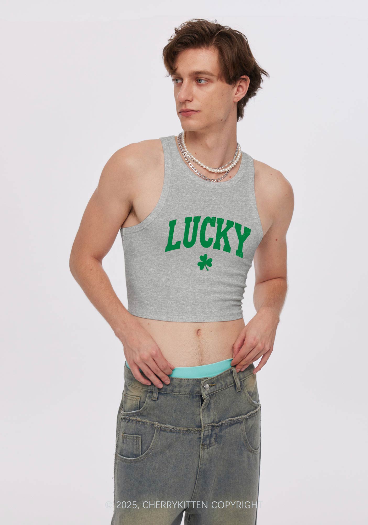 Lucky Shamrock St Patricks Y2K Crop Tank Top Cherrykitten