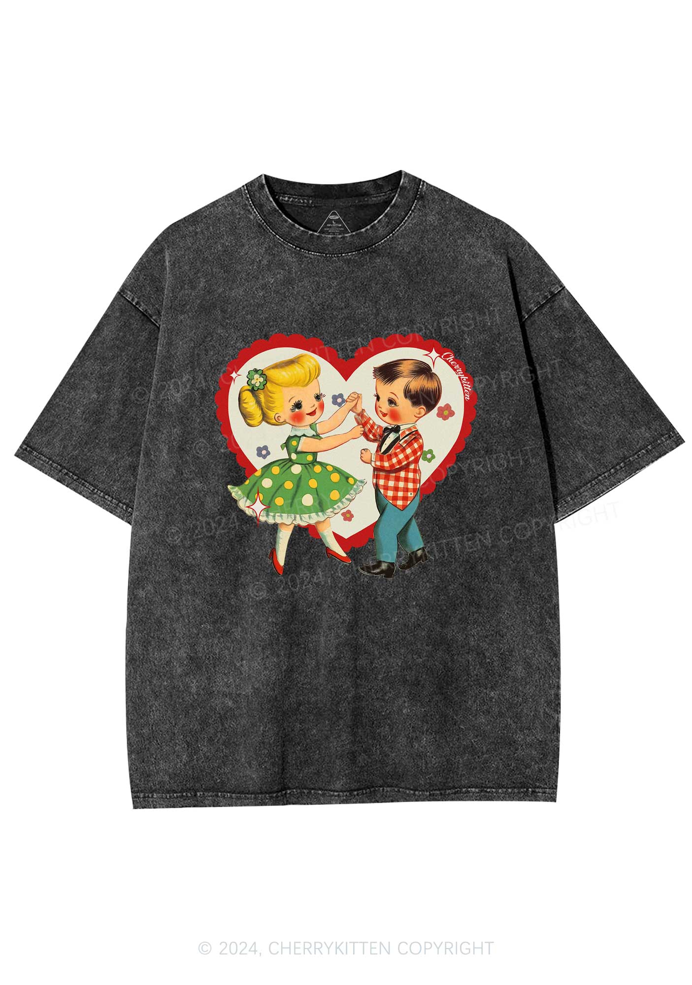 Dancing Kids Y2K Valentine's Day Washed Tee Cherrykitten