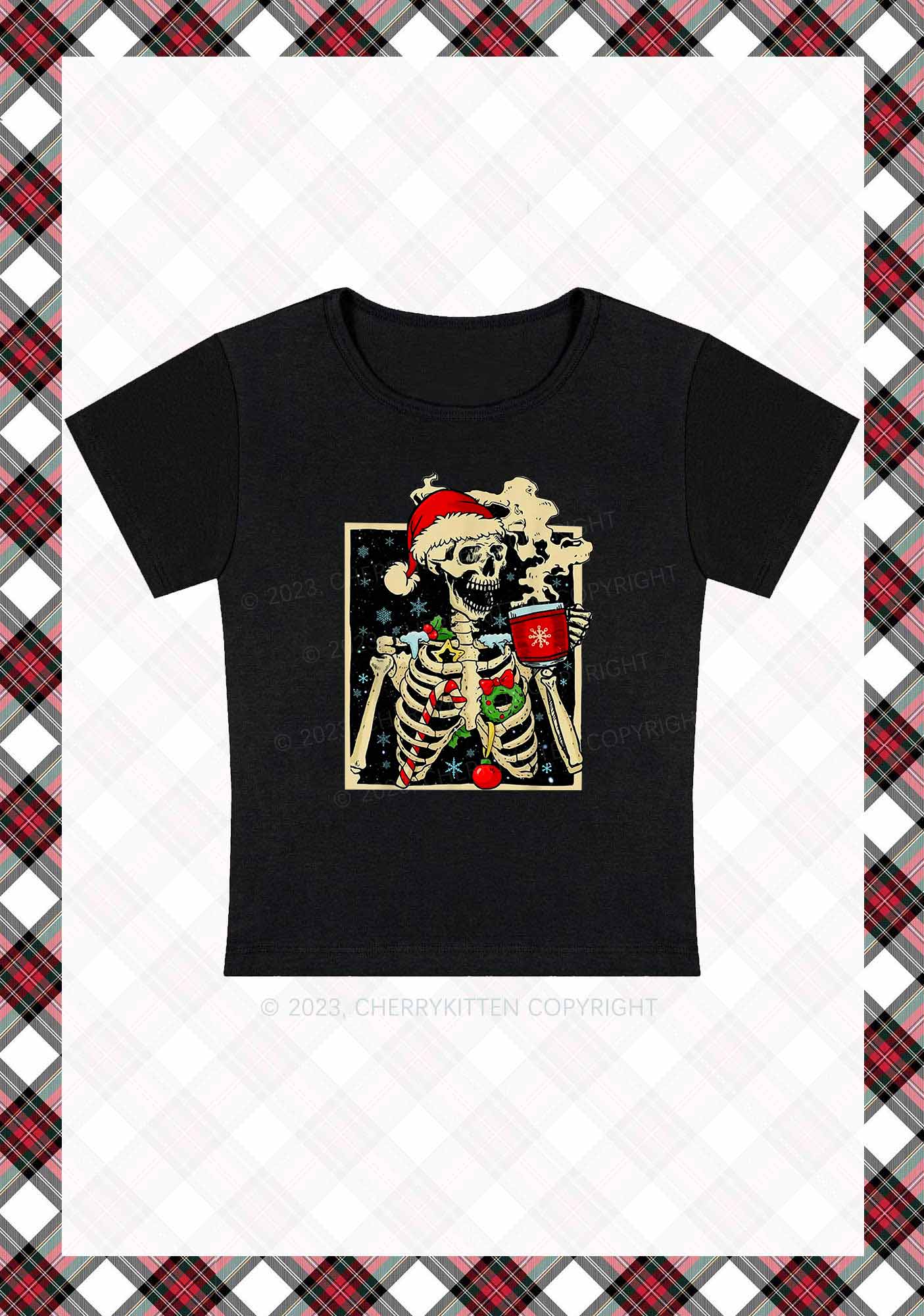 Merry Christmas Skeleton Baby Tee Cherrykitten