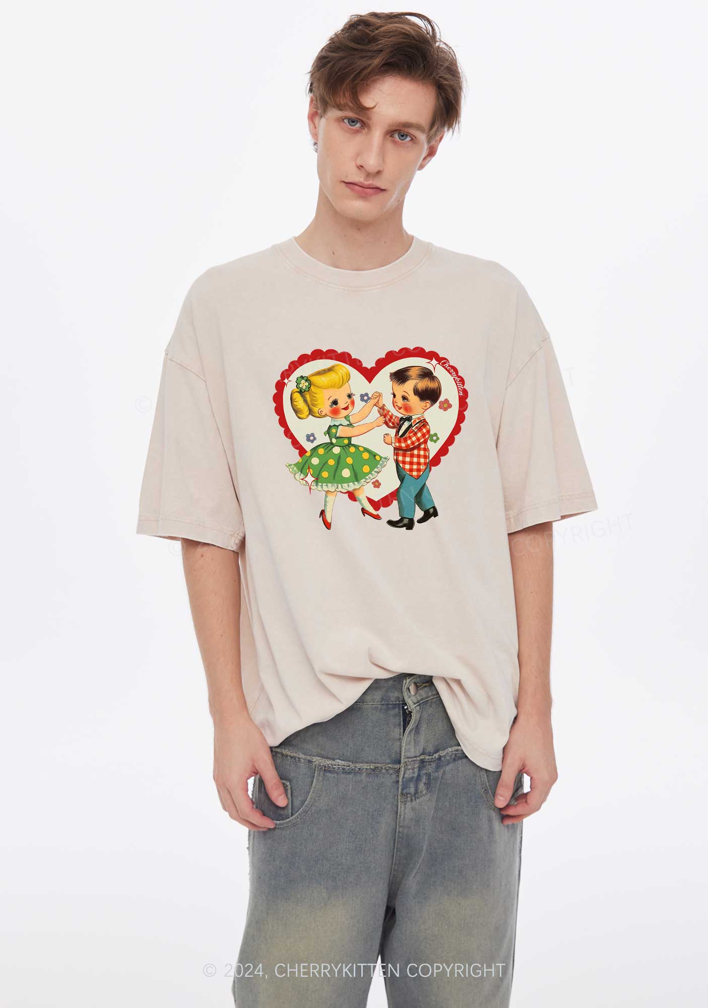 Dancing Kids Y2K Valentine's Day Washed Tee Cherrykitten