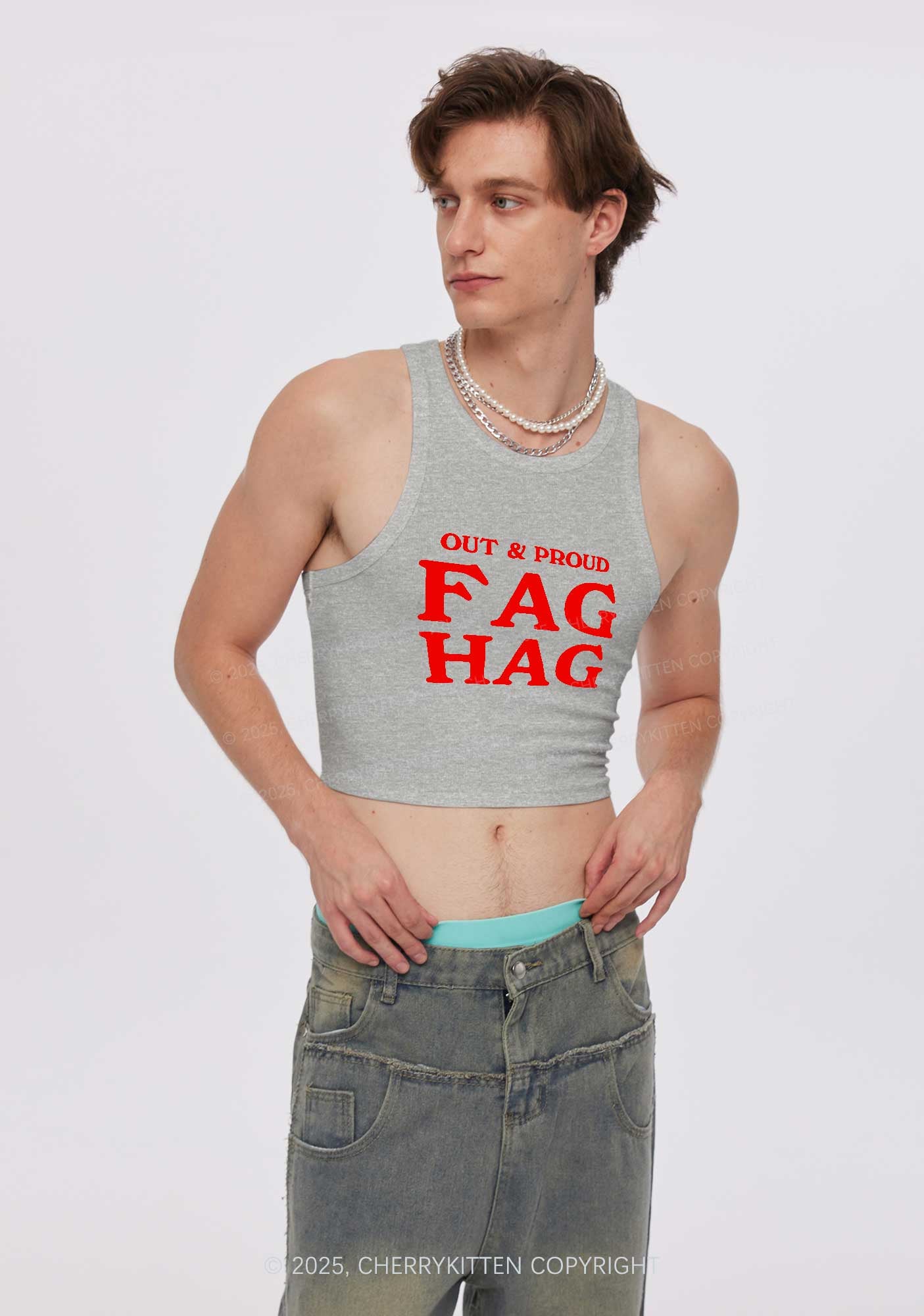 Fag Hag Pride Y2K Crop Tank Top Cherrykitten