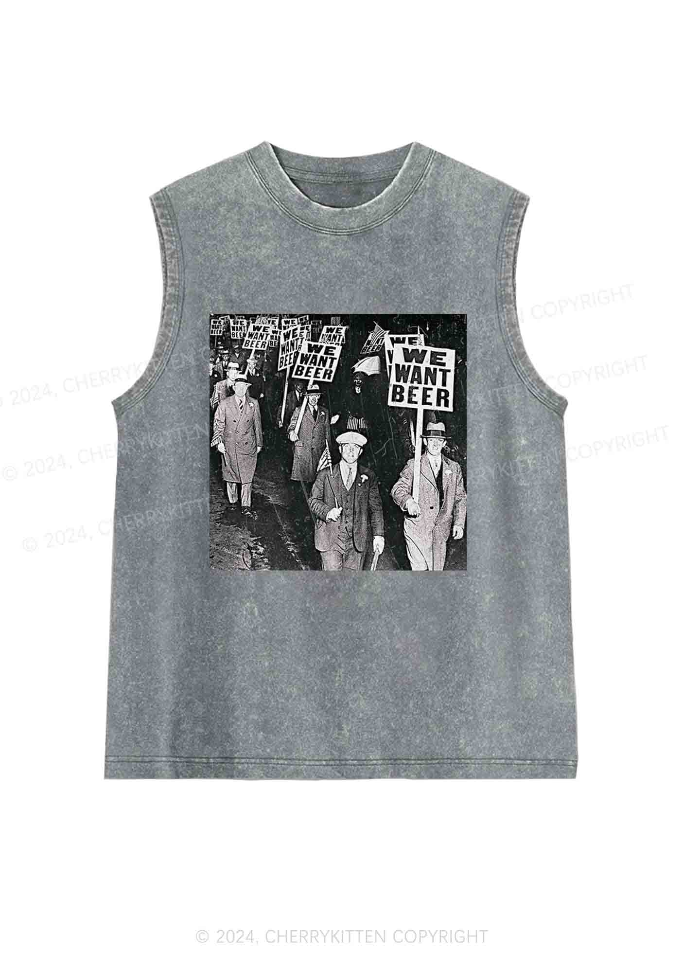 We Want Beer Y2K Washed Tank Cherrykitten