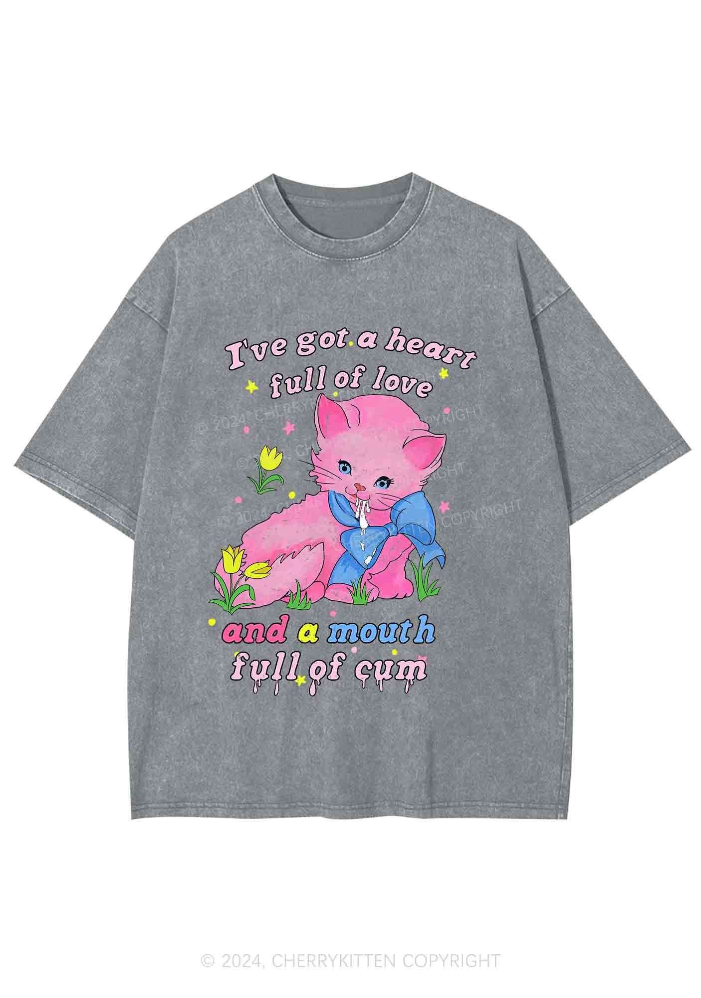 Heart Full Of Love Y2K Washed Tee Cherrykitten