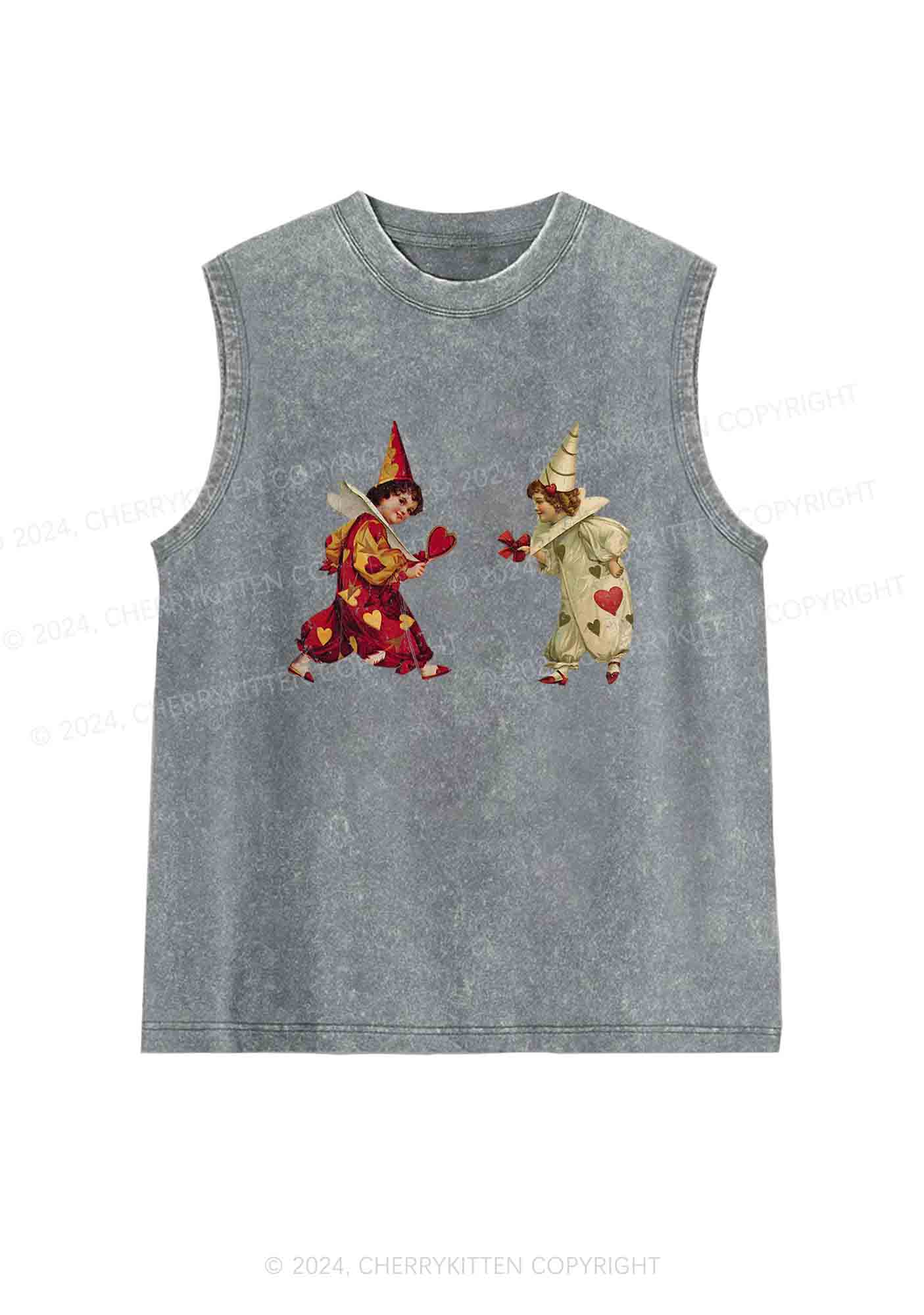 Heart Bow Knot Kids Y2K Washed Tank Cherrykitten