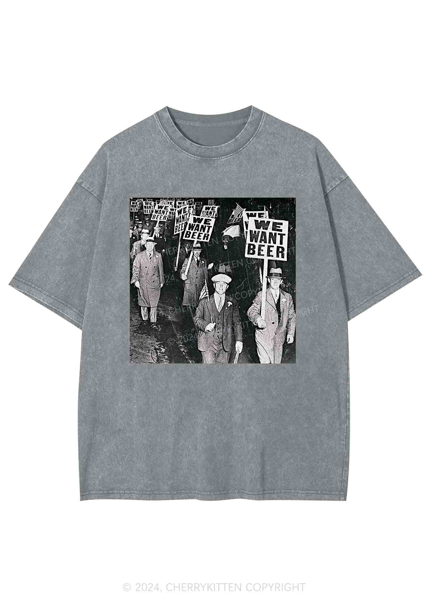 We Want Beer Y2K Washed Tee Cherrykitten