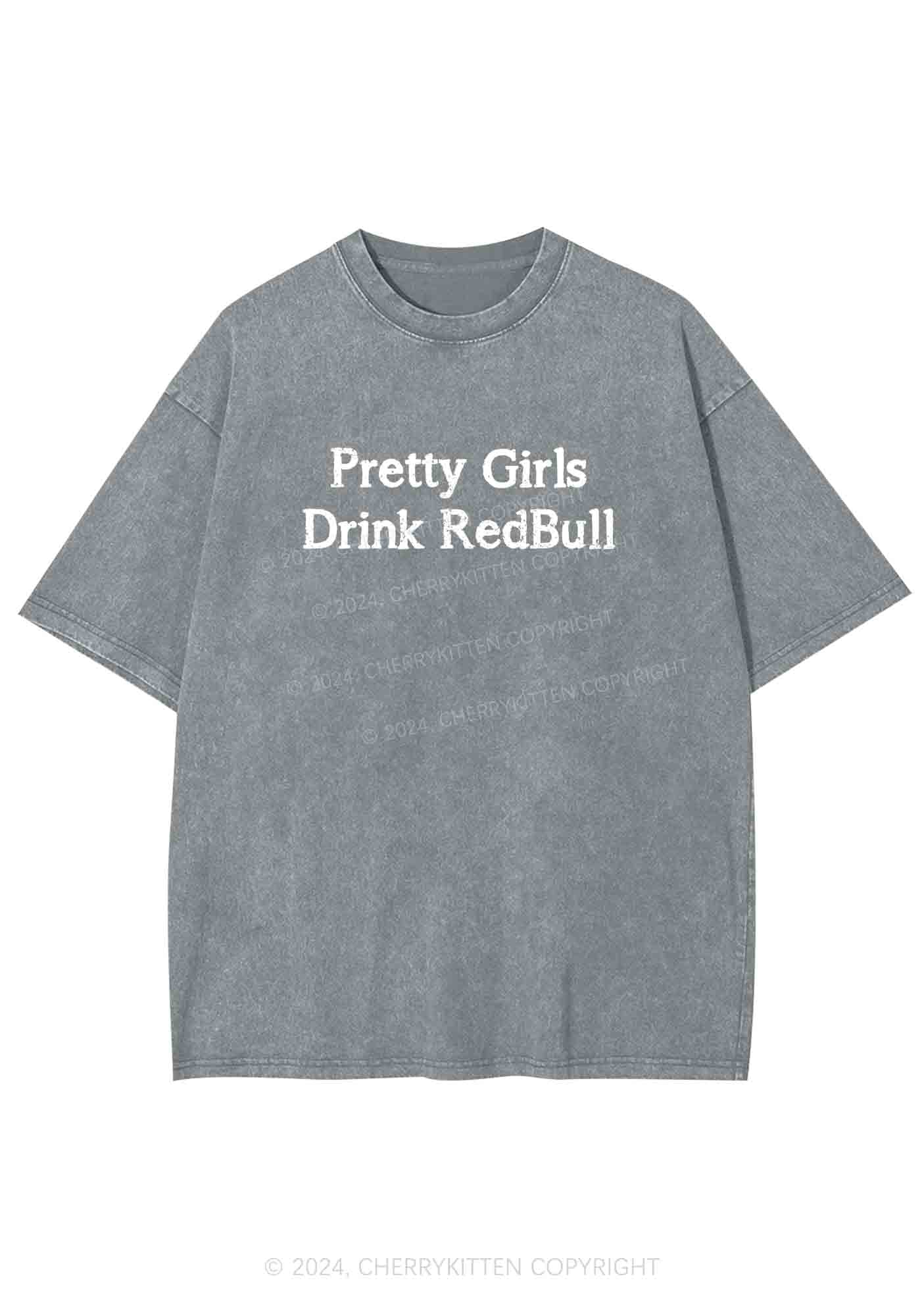 Pretty Girls Drink Red Y2K Washed Tee Cherrykitten