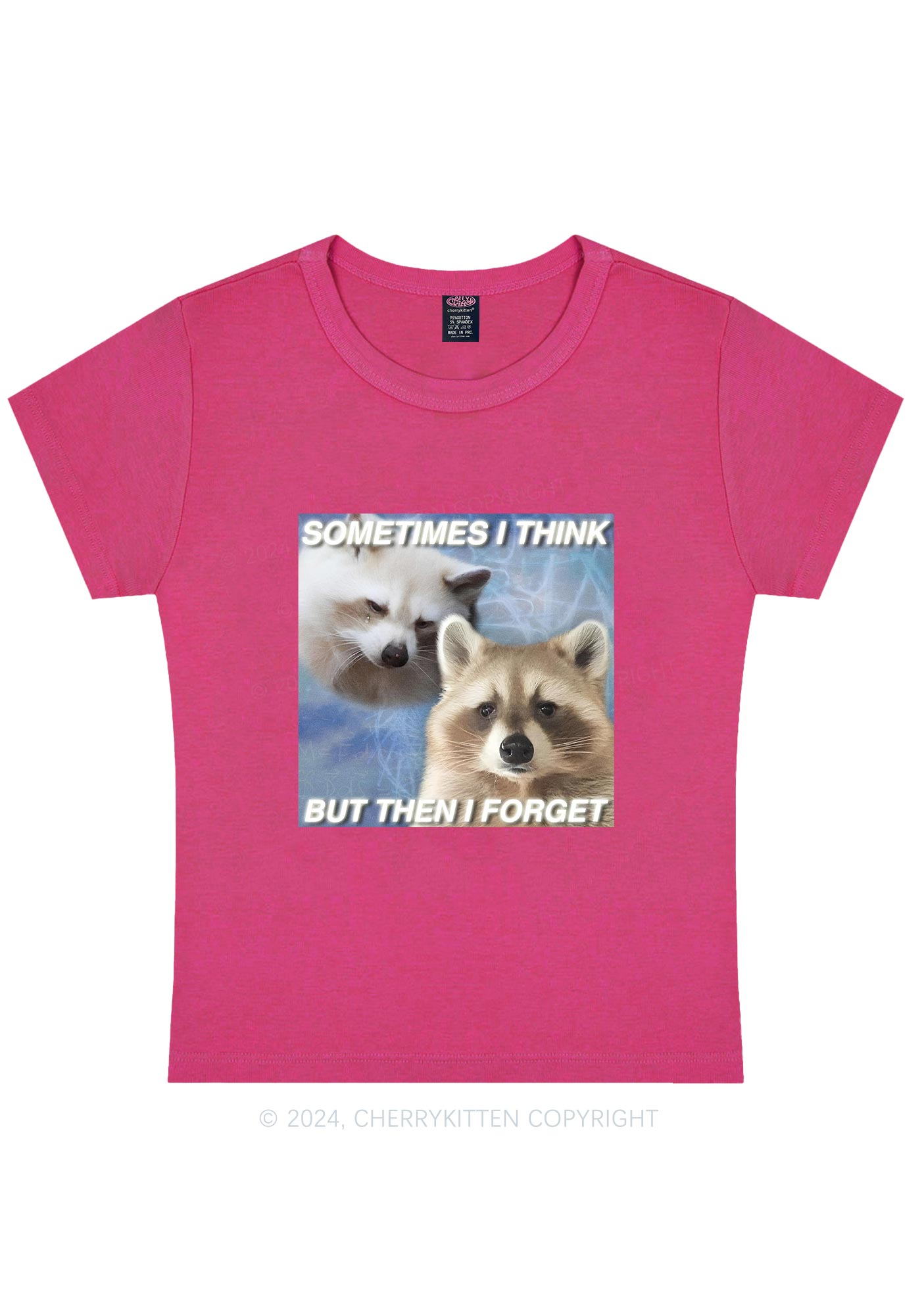 Raccoon Sometimes Think Y2K Baby Tee Cherrykitten