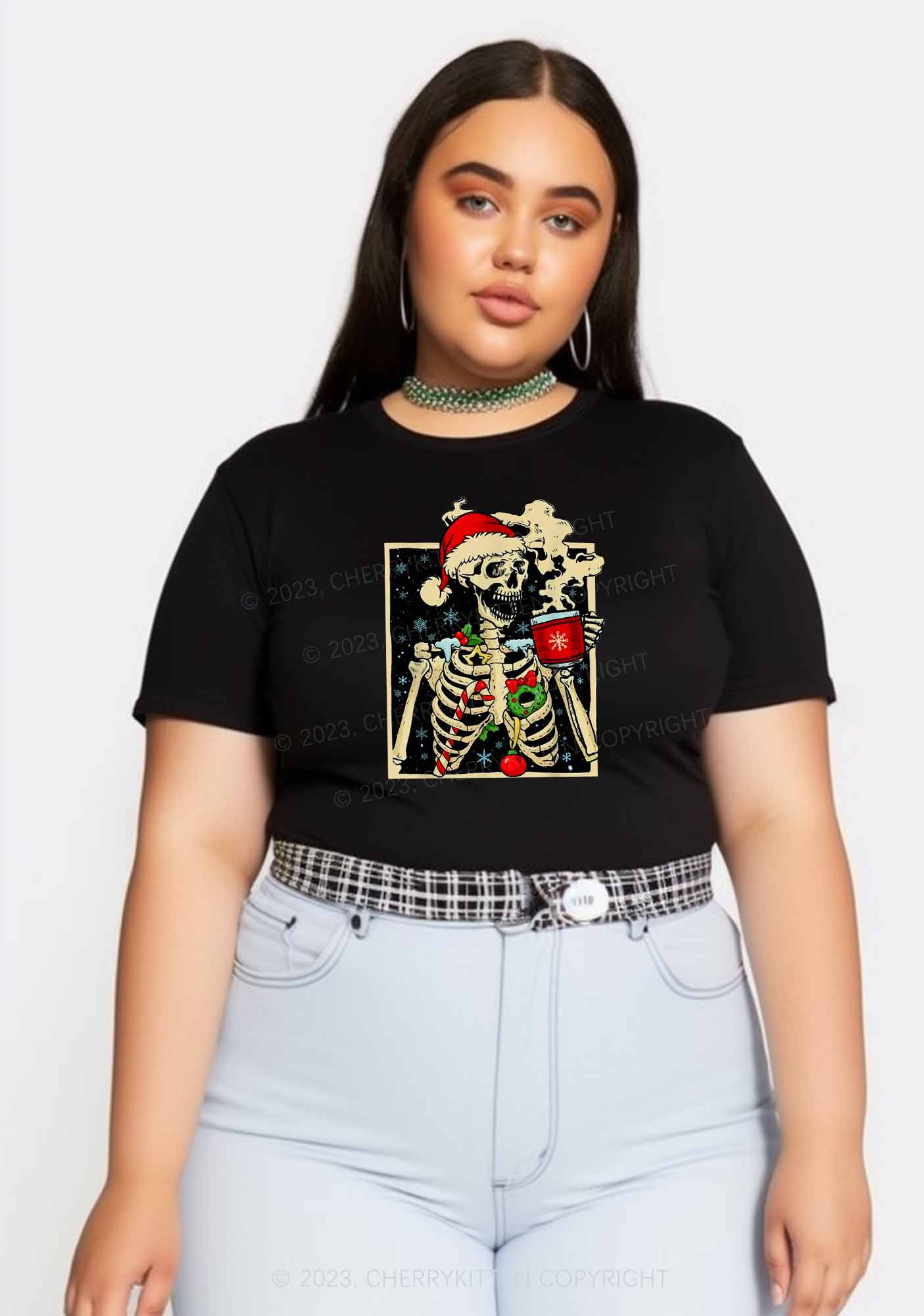 Merry Christmas Skeleton Baby Tee Cherrykitten