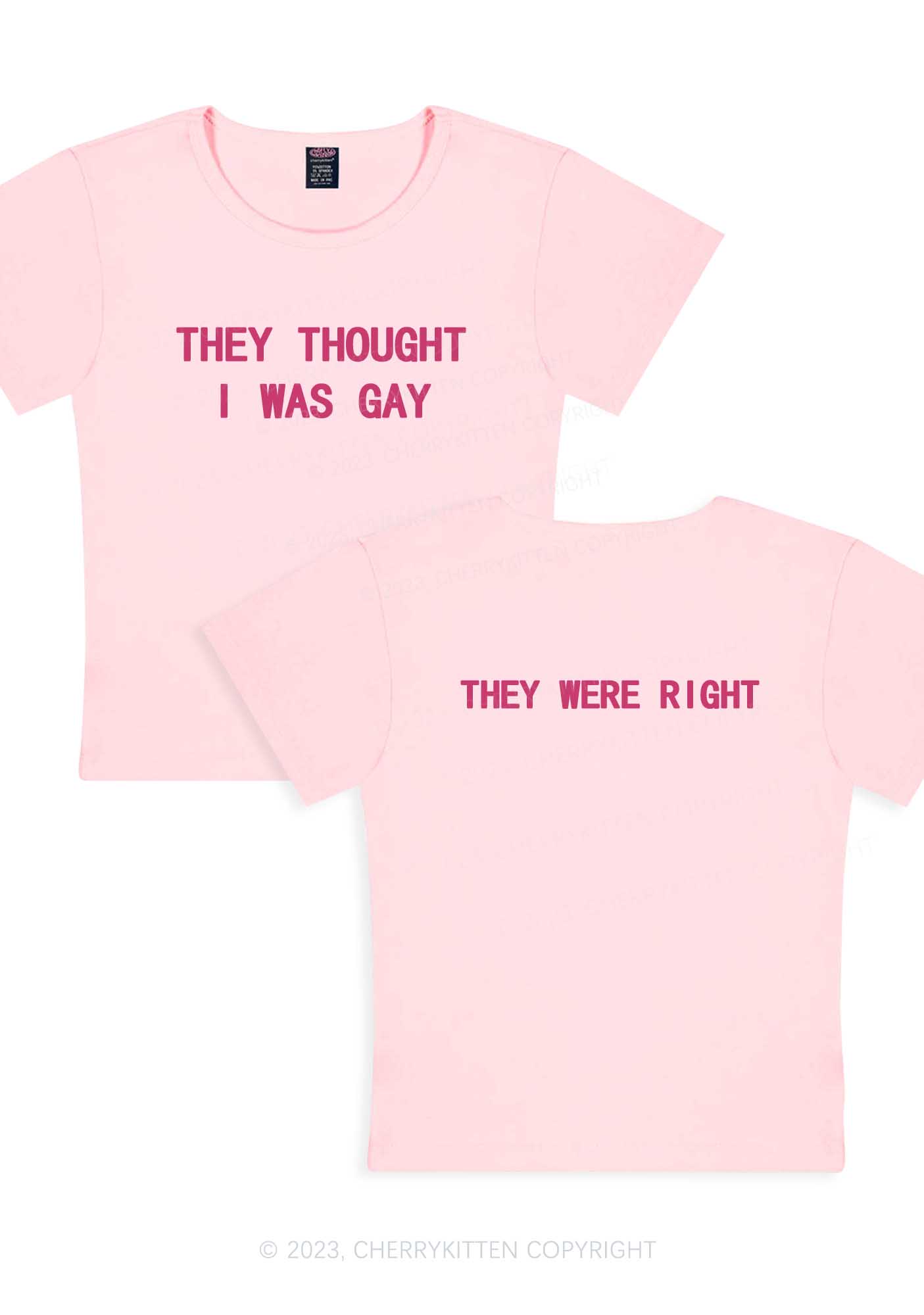 I Was Gay Two Sides Y2K Baby Tee Cherrykitten