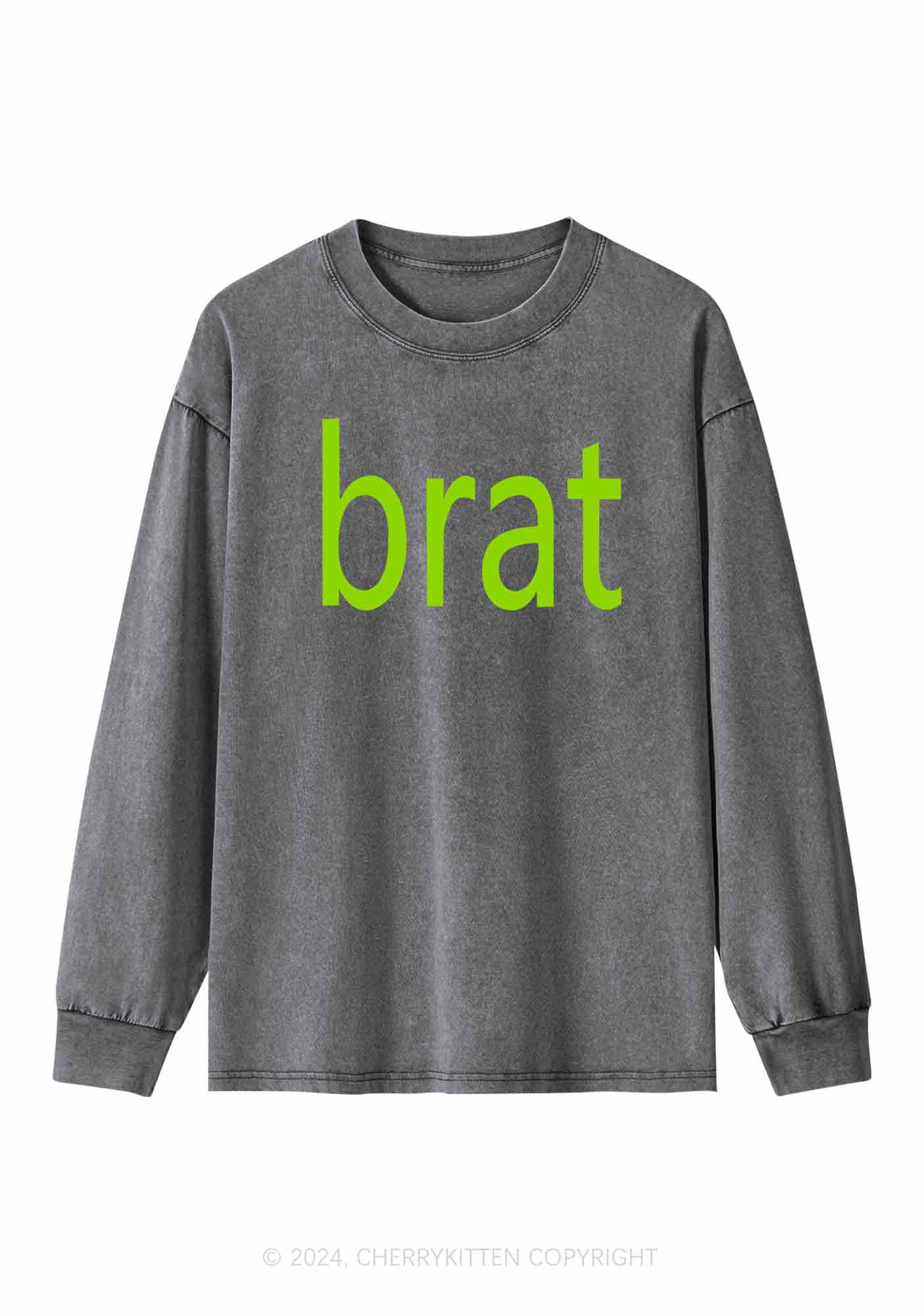 Green Brat Y2K Washed Long Sleeves Cherrykitten