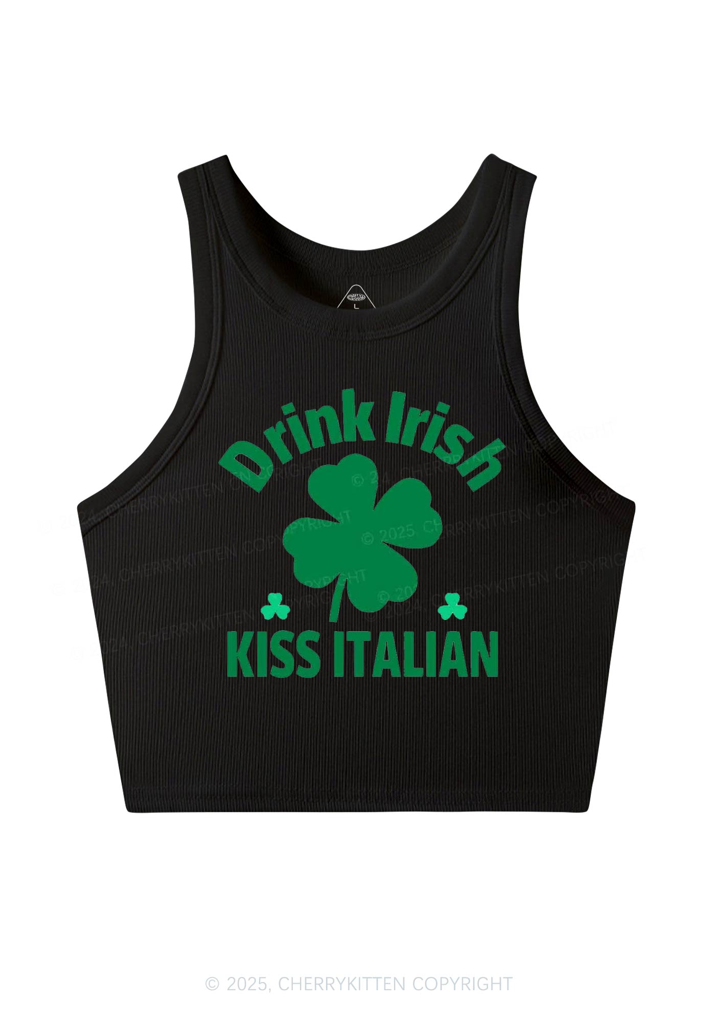 Drink Irish Kiss Italian St Patricks Y2K Crop Tank Top Cherrykitten