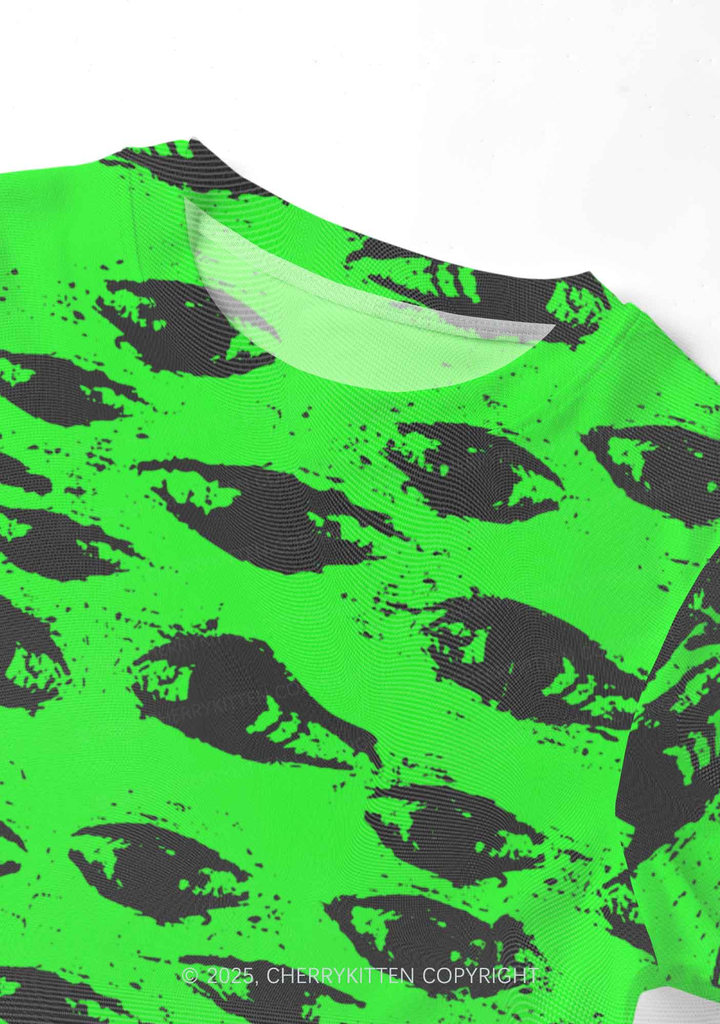 Eyes On Bright Green Y2K Mesh Crop Top Cherrykitten