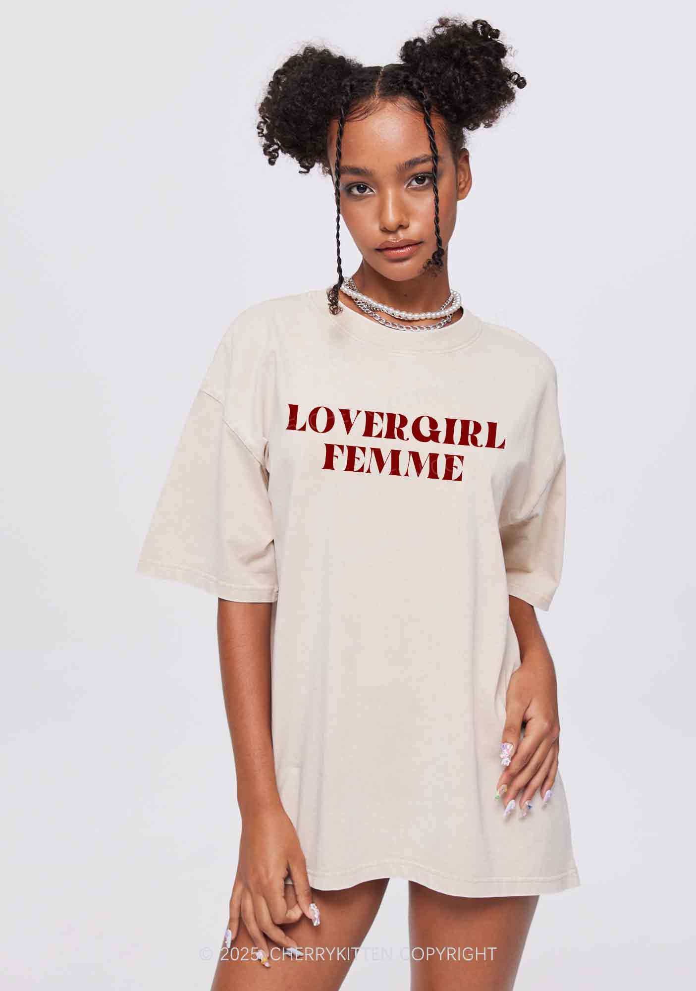 Lovergirl Femme Pride Y2K Shirts Washed Tee Cherrykitten