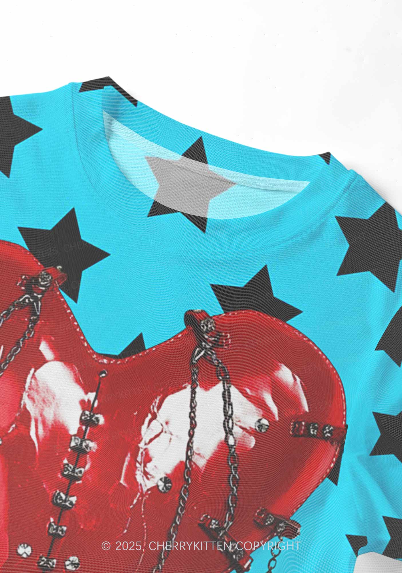 Punk Red Heart Y2K Mesh Crop Top Cherrykitten