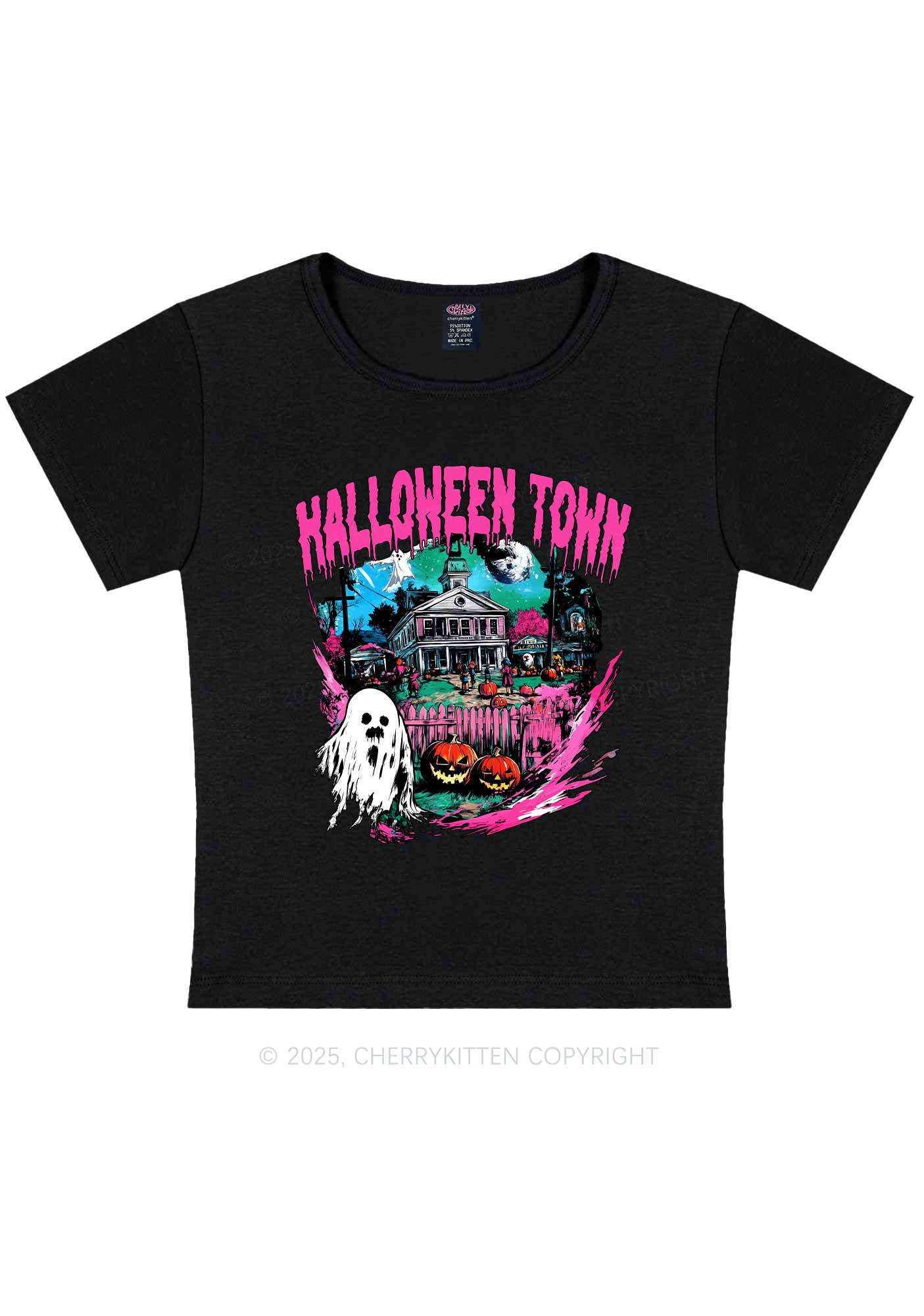Halloween Ghost Town Y2K Baby Tee Cherrykitten