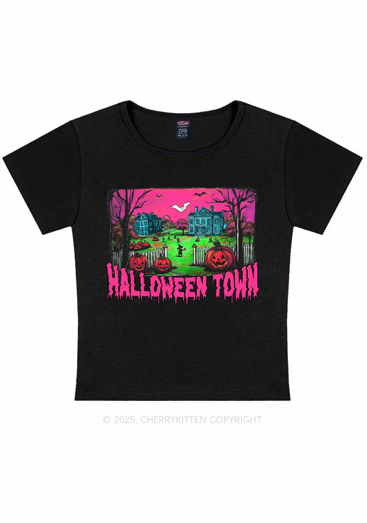 Halloween Pumpkin Town Y2K Baby Tee Cherrykitten