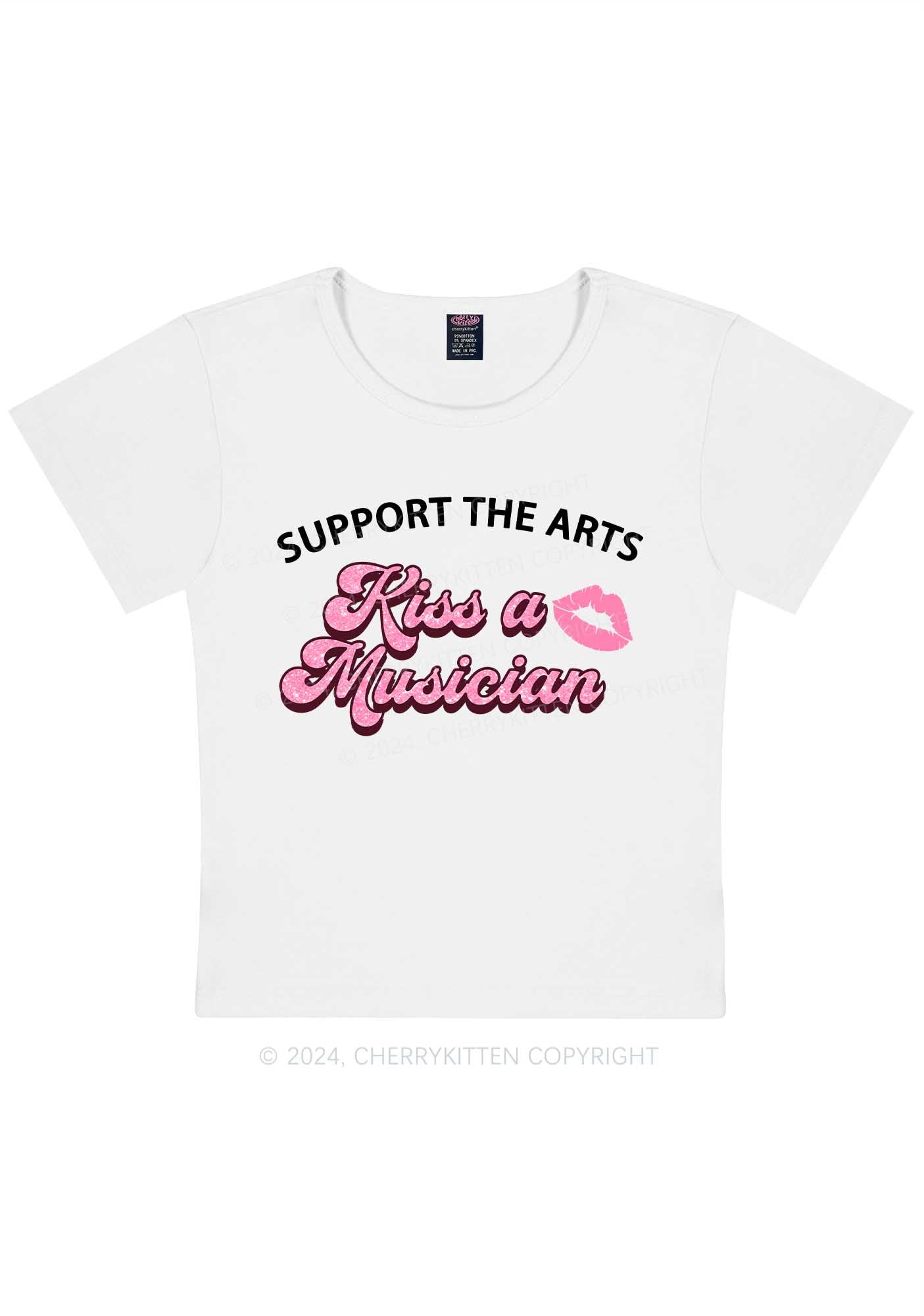 Curvy Kiss A Musician Y2K Baby Tee Cherrykitten
