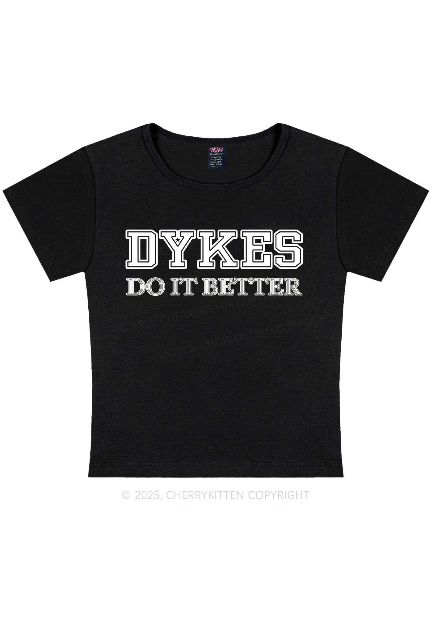 Dykes Do It Better Pride Y2K Baby Tee Cherrykitten