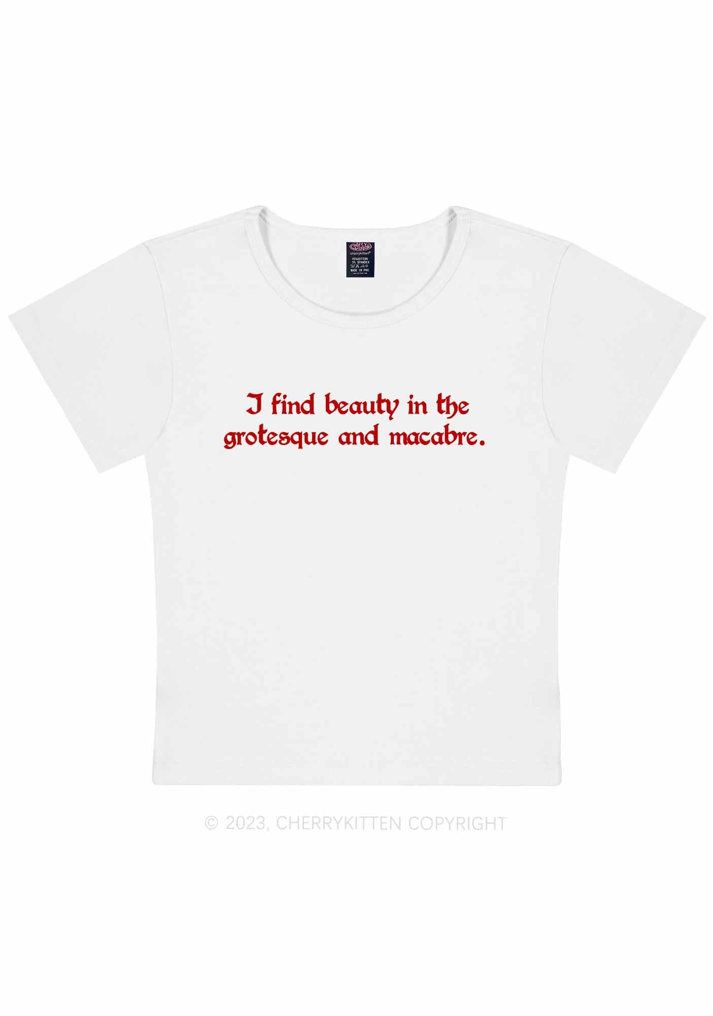 Curvy Beauty In Grotesque Macabre Y2K Baby Tee Cherrykitten