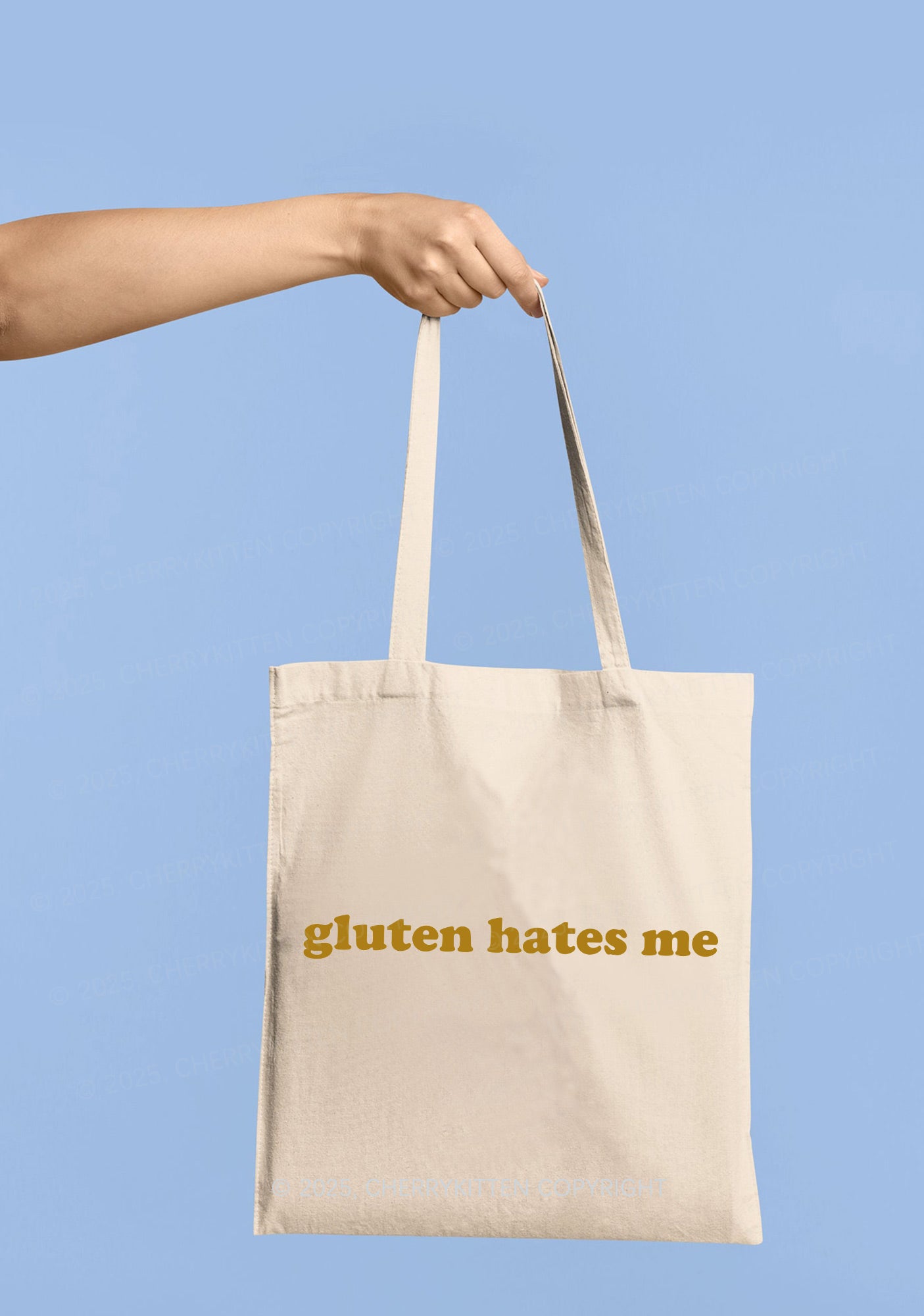 Gluten Hates Me Y2K Canvas Tote Bag Cherrykitten
