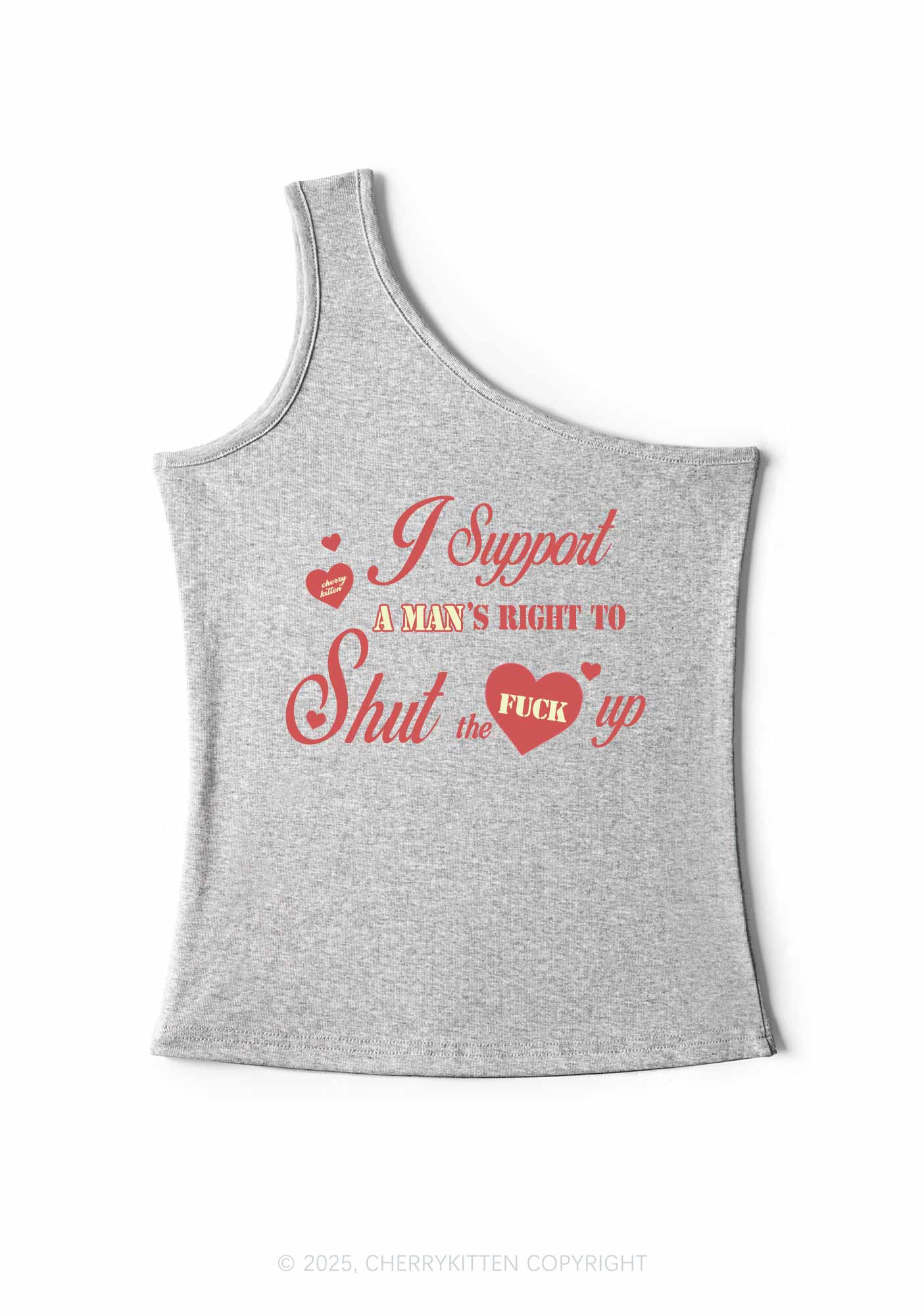 I Support A Mans Right Y2K One Shoulder Tank Top Cherrykitten