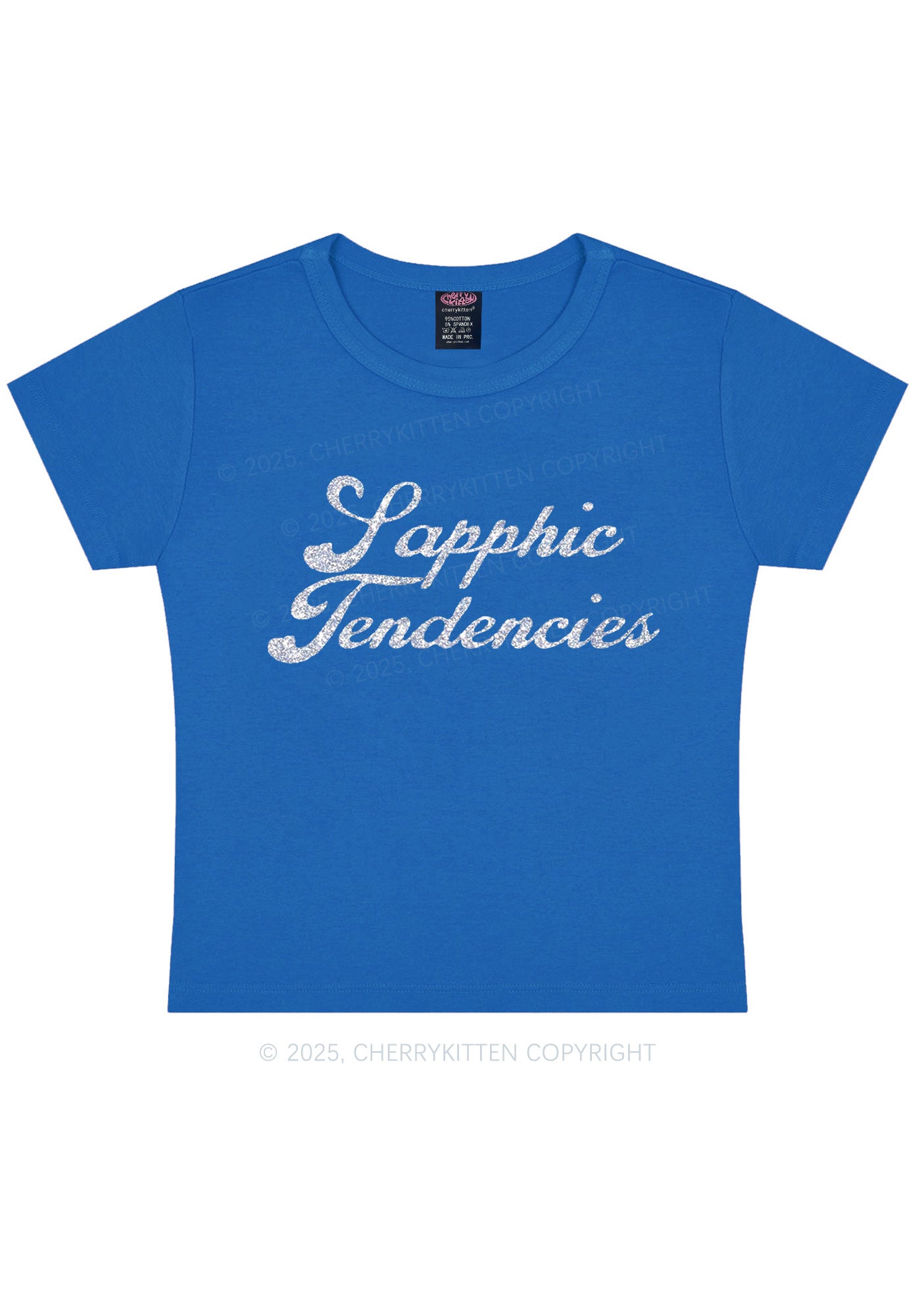 Glitter Sapphic Tendencies Pride Y2K Baby Tee Cherrykitten