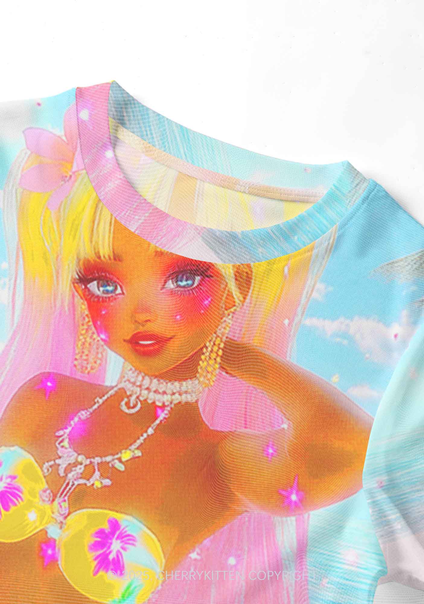 Flower Princess Y2K Mesh Crop Top Cherrykitten