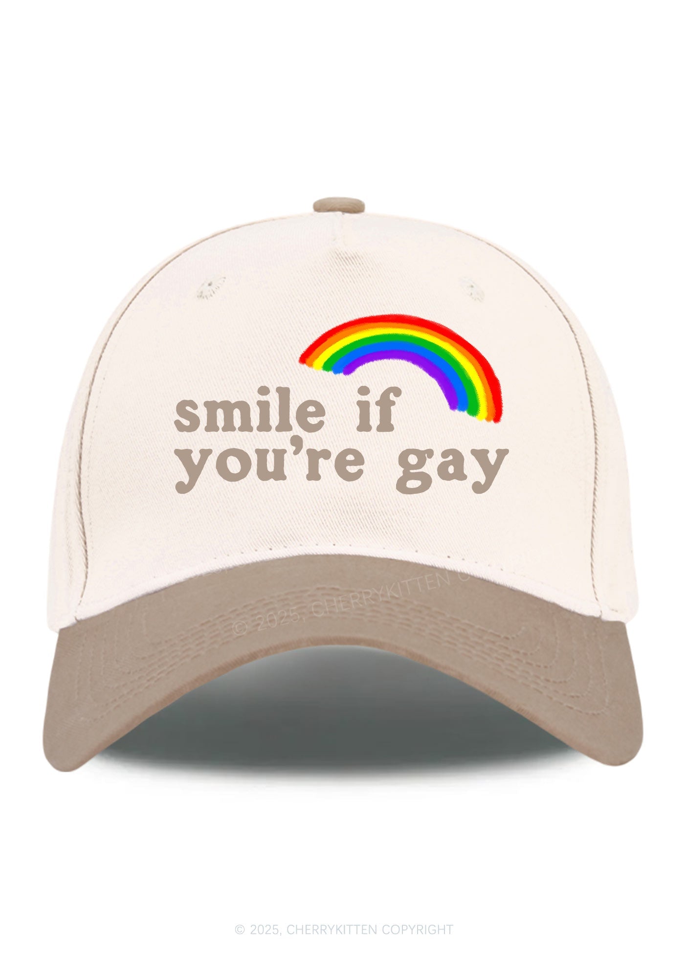 Rainbow Smile If You're Gay Pride Y2K Color Block Baseball Cap Cherrykitten