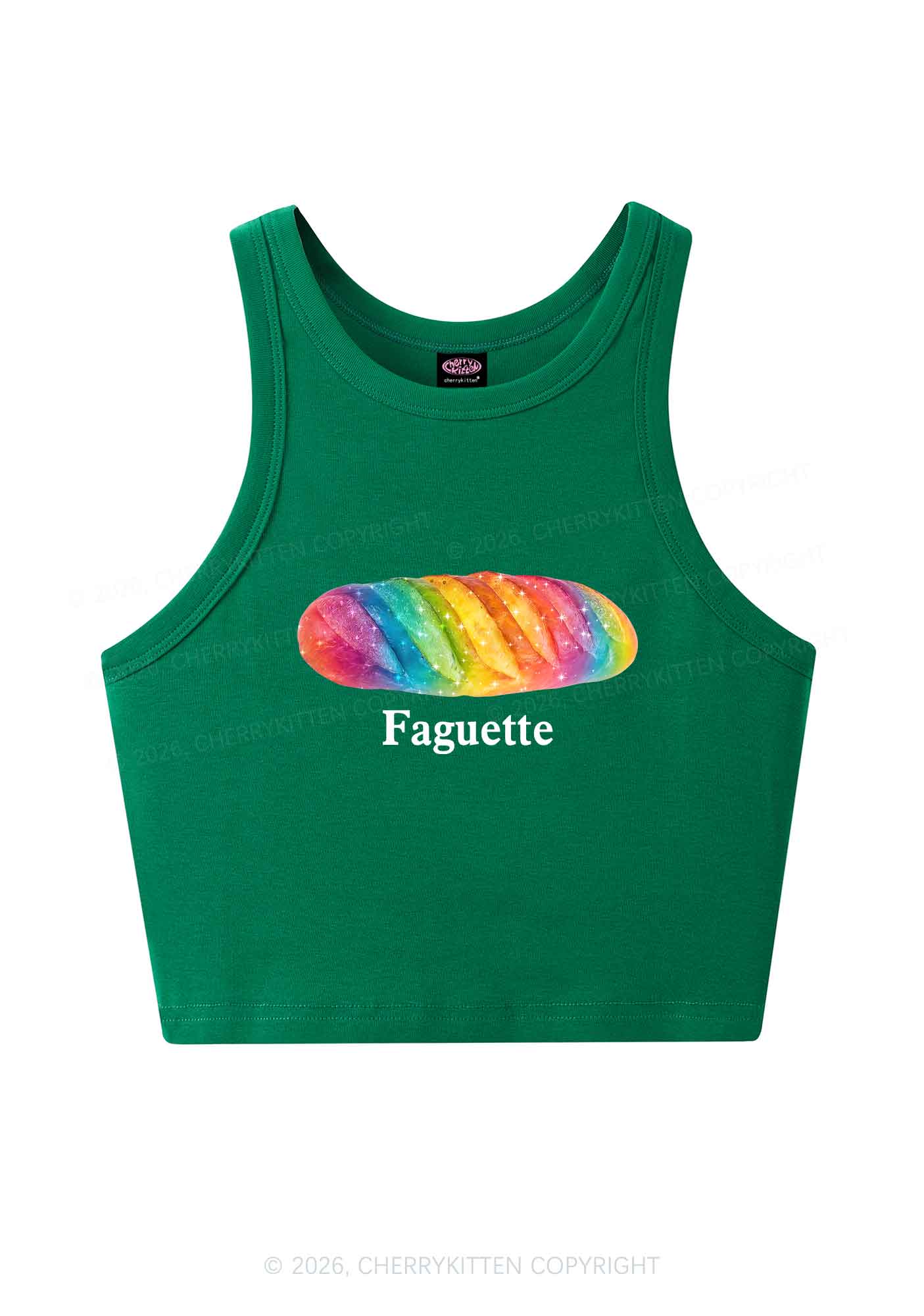 Rainbow Faguette Pride Y2K Crop Tank Top Cherrykitten