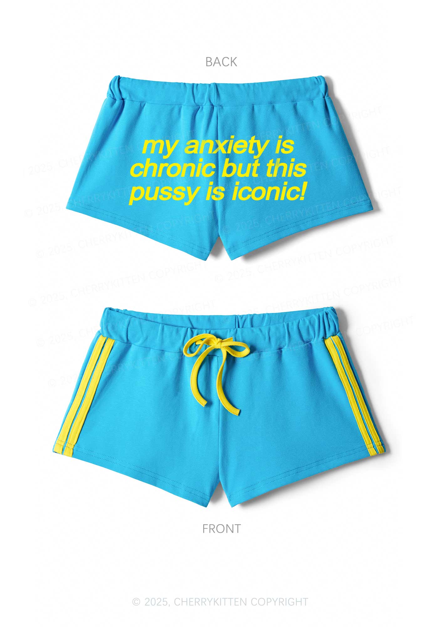 My Anxiety Is Chronic Y2K Drawstring Mini Shorts Cherrykitten