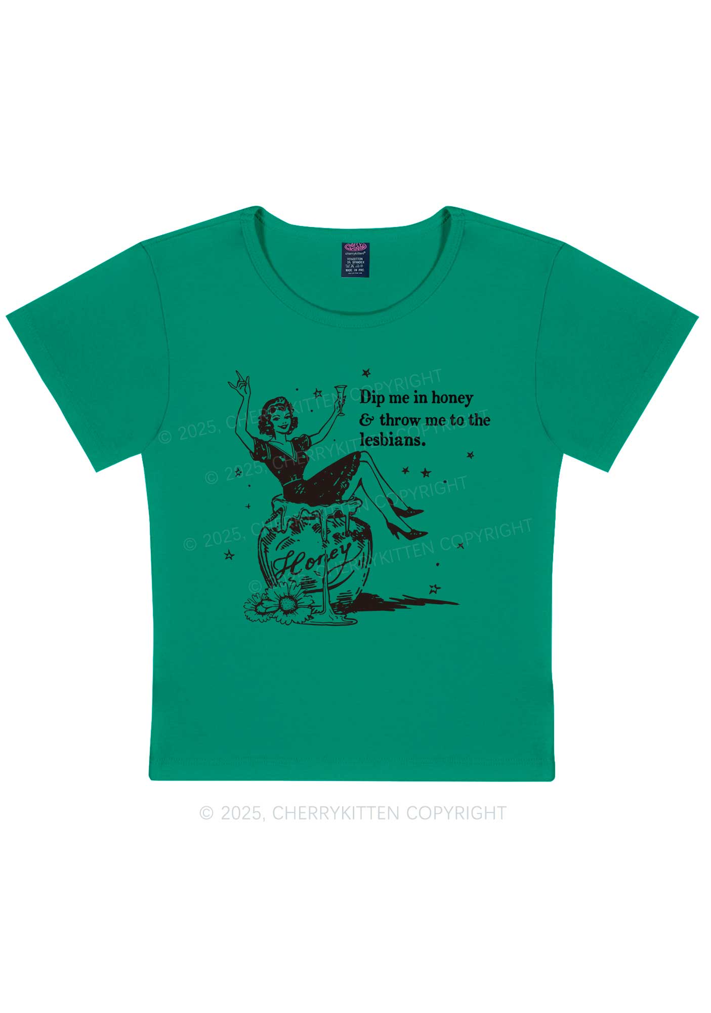 Throw Me To The Lesbians Pride Y2K Baby Tee Cherrykitten