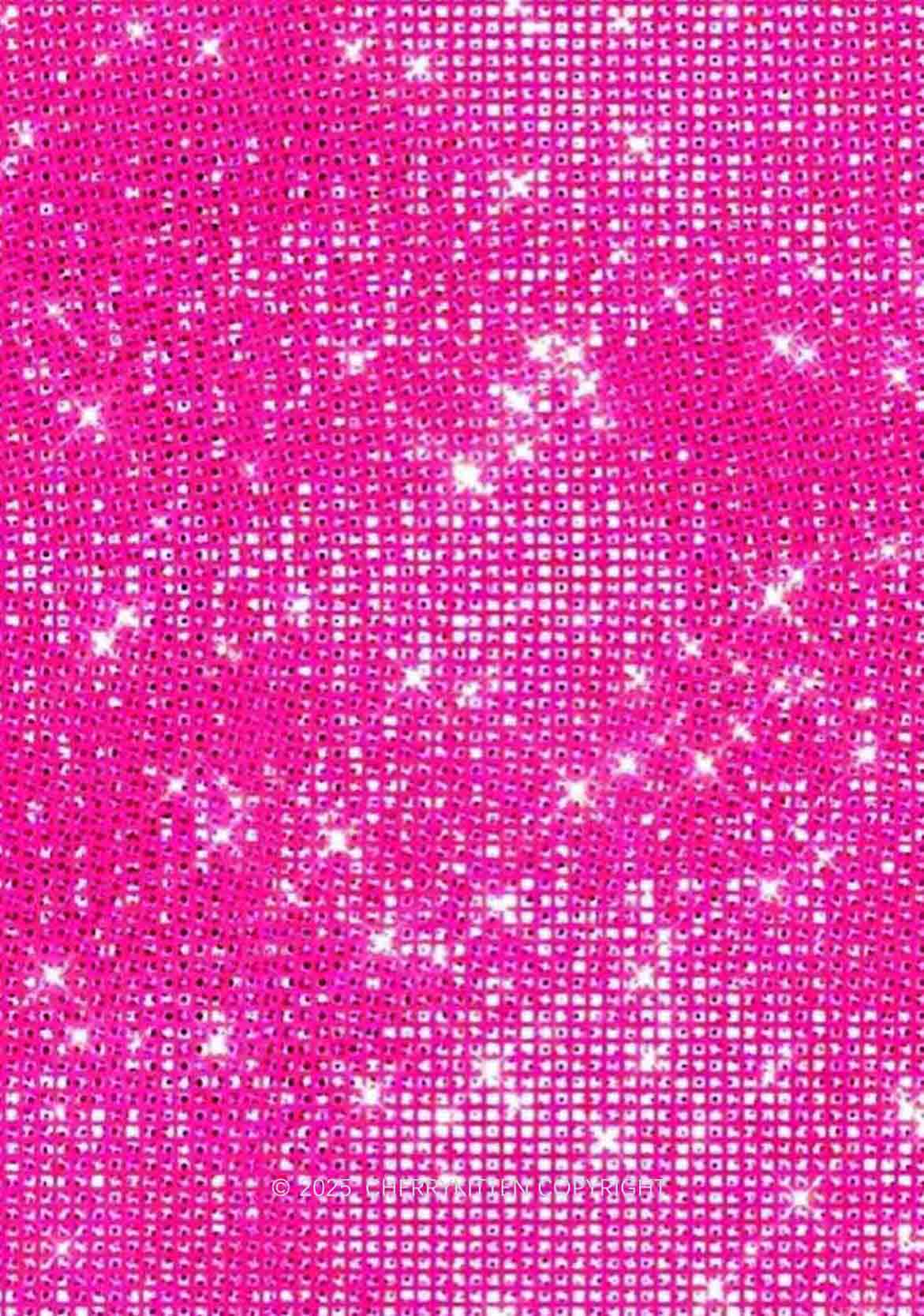 Shiny Pink Y2K Print Cami Shorts Pajama Set Cherrykitten