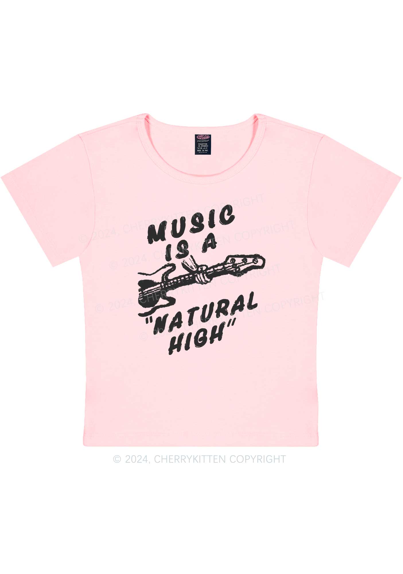 Music Is A Natural High Y2K Baby Tee Cherrykitten