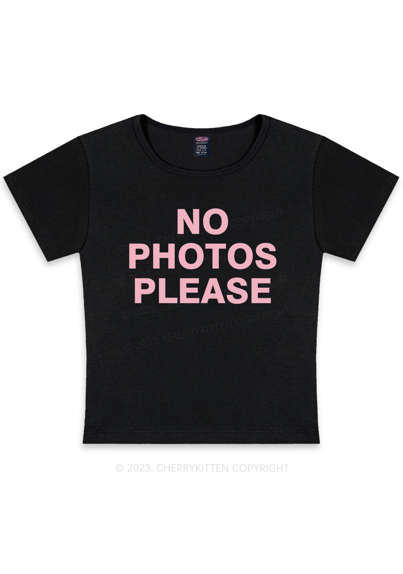 Curvy No Photos Please Y2K Baby Tee Cherrykitten