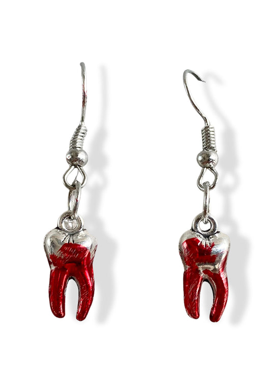 Halloween Horror Bloodstained Fang Earrings