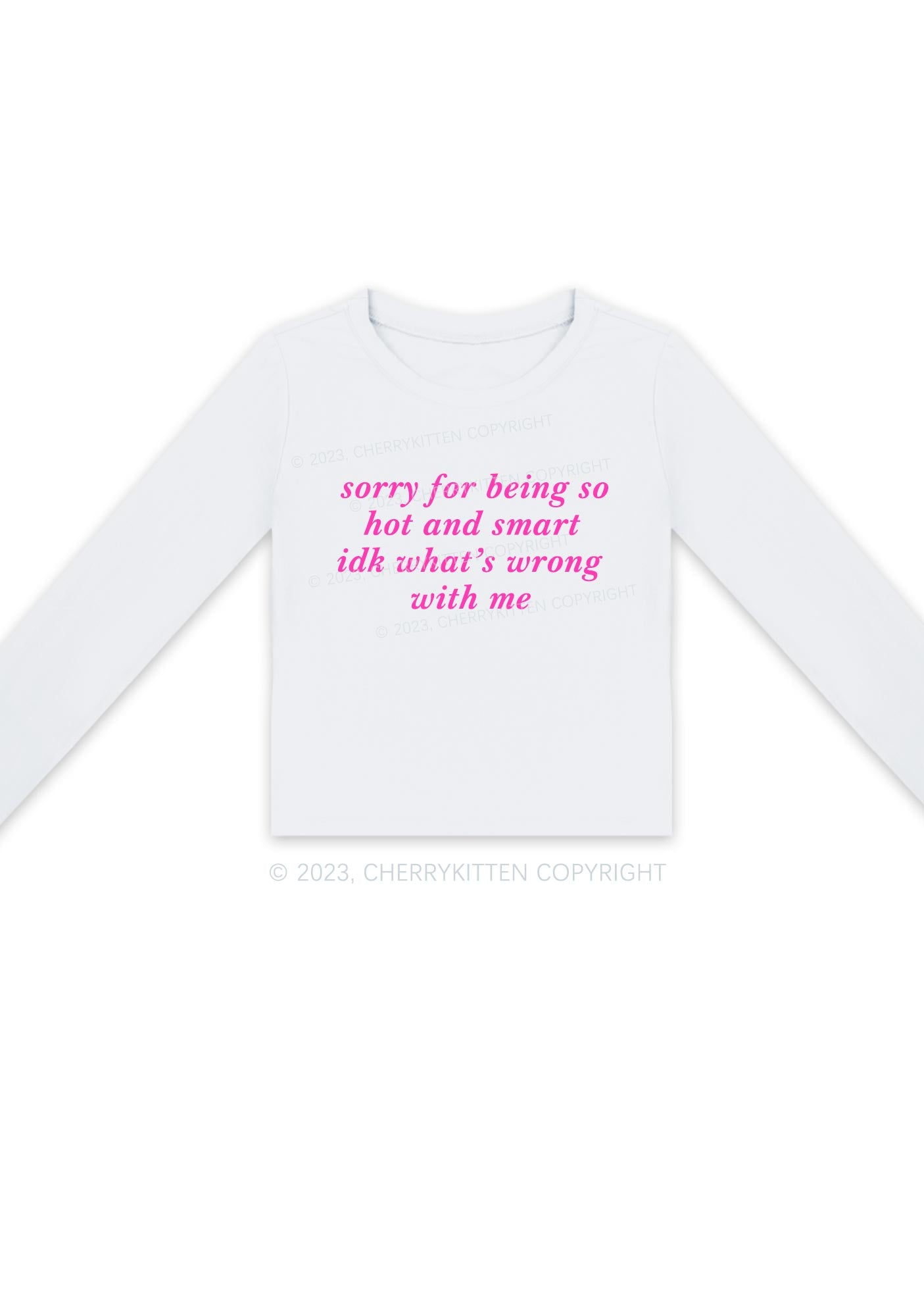 Sorry For Being So Smart Long Sleeve Crop Top Cherrykitten